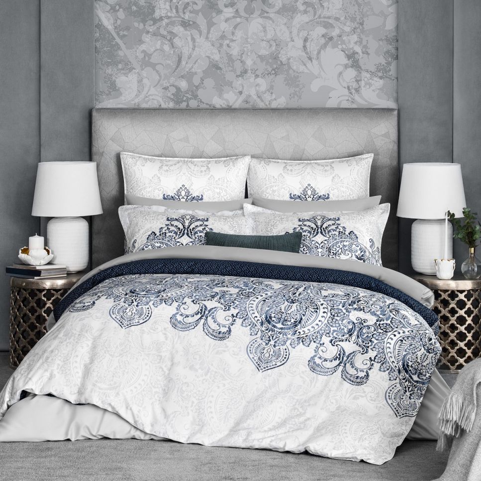 Flevoland White/Blue Duvet Cover Duvet Covers By Togas