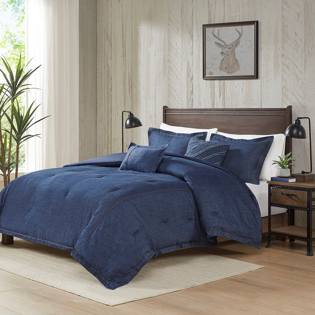 Primerry Blue 5 Piece Comforter Set Comforter Sets By JLA HOME/Olliix (E & E Co., Ltd)