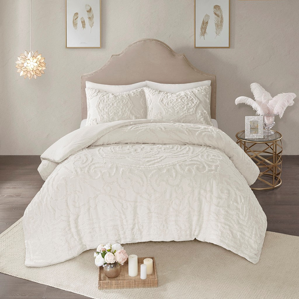 Laetitia 3-Piece Cotton Chenille Medallion Comforter Set Comforter Sets By JLA HOME/Olliix (E & E Co., Ltd)
