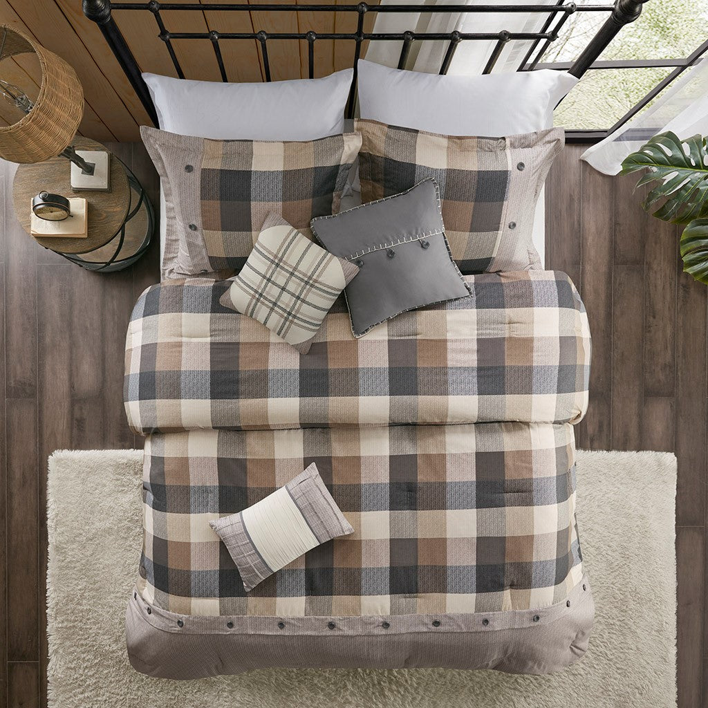 Ridge 7 Piece Herringbone Comforter Set Comforter Sets By JLA HOME/Olliix (E & E Co., Ltd)