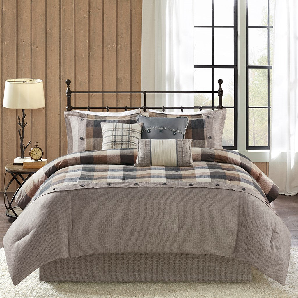 Ridge 7 Piece Herringbone Comforter Set Comforter Sets By JLA HOME/Olliix (E & E Co., Ltd)