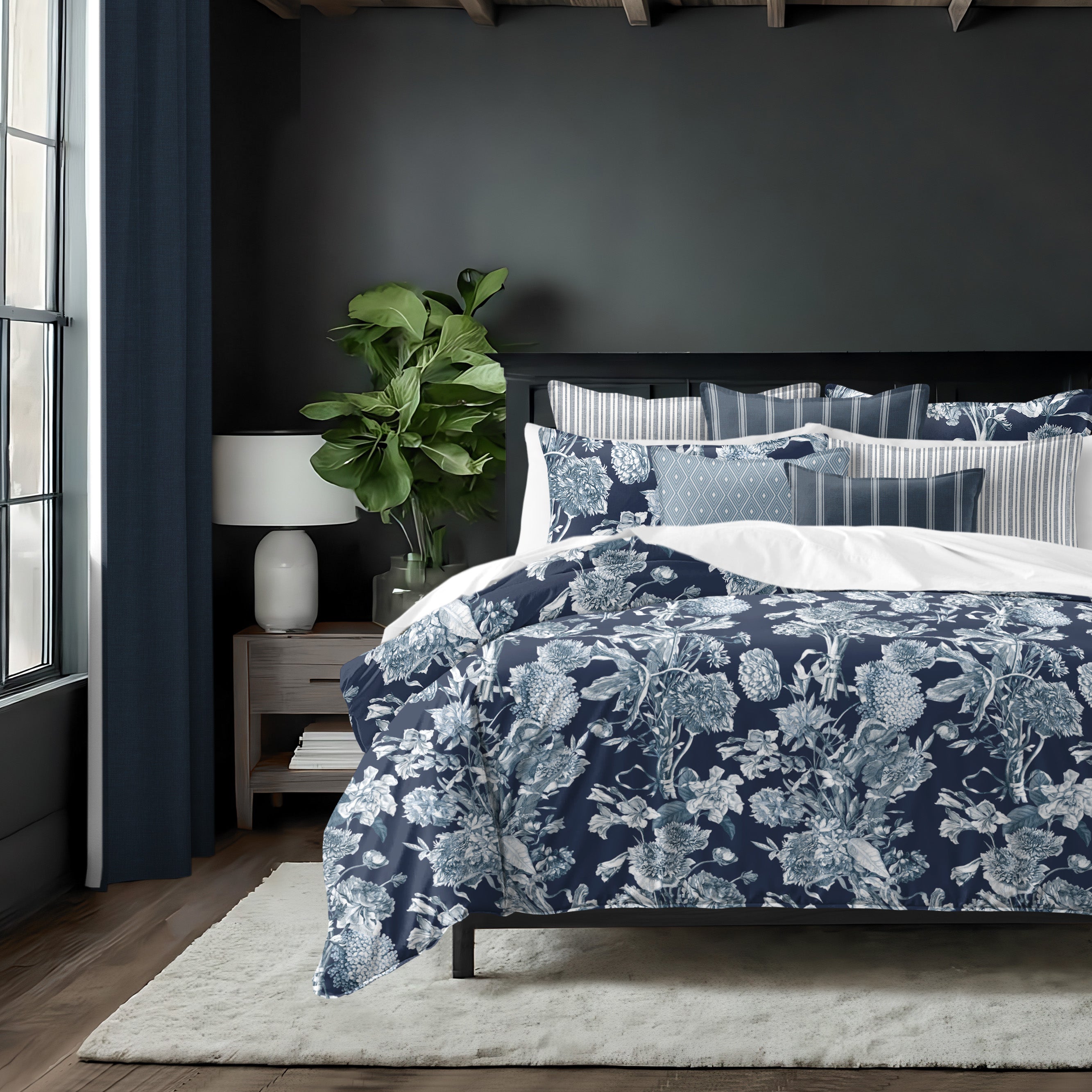 Alexandria Indigo 8 Piece Duvet Cover Set Duvet Covers By Colcha Linens