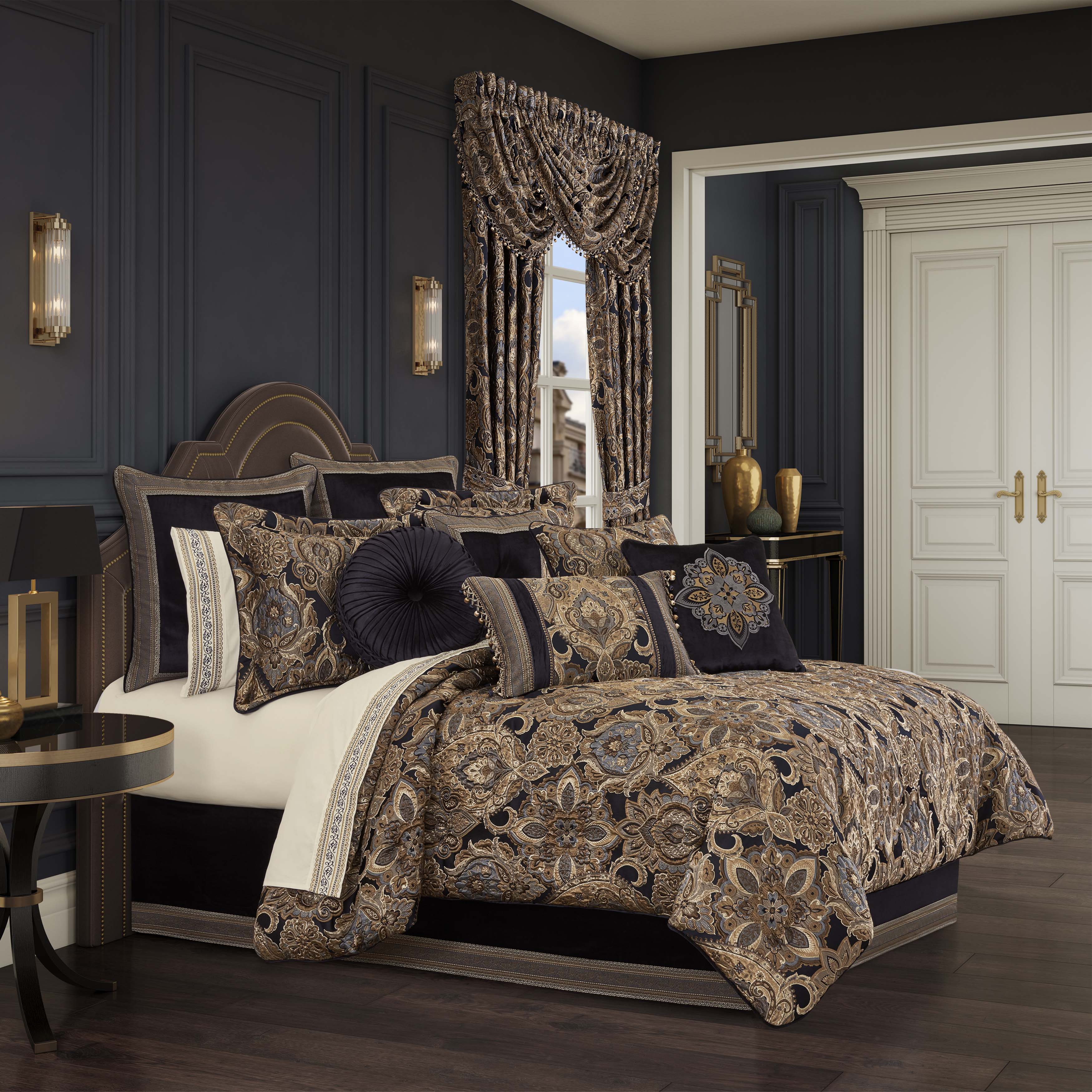 Amara Indigo 4 Piece Comforter Set Comforter Sets By J. Queen New York