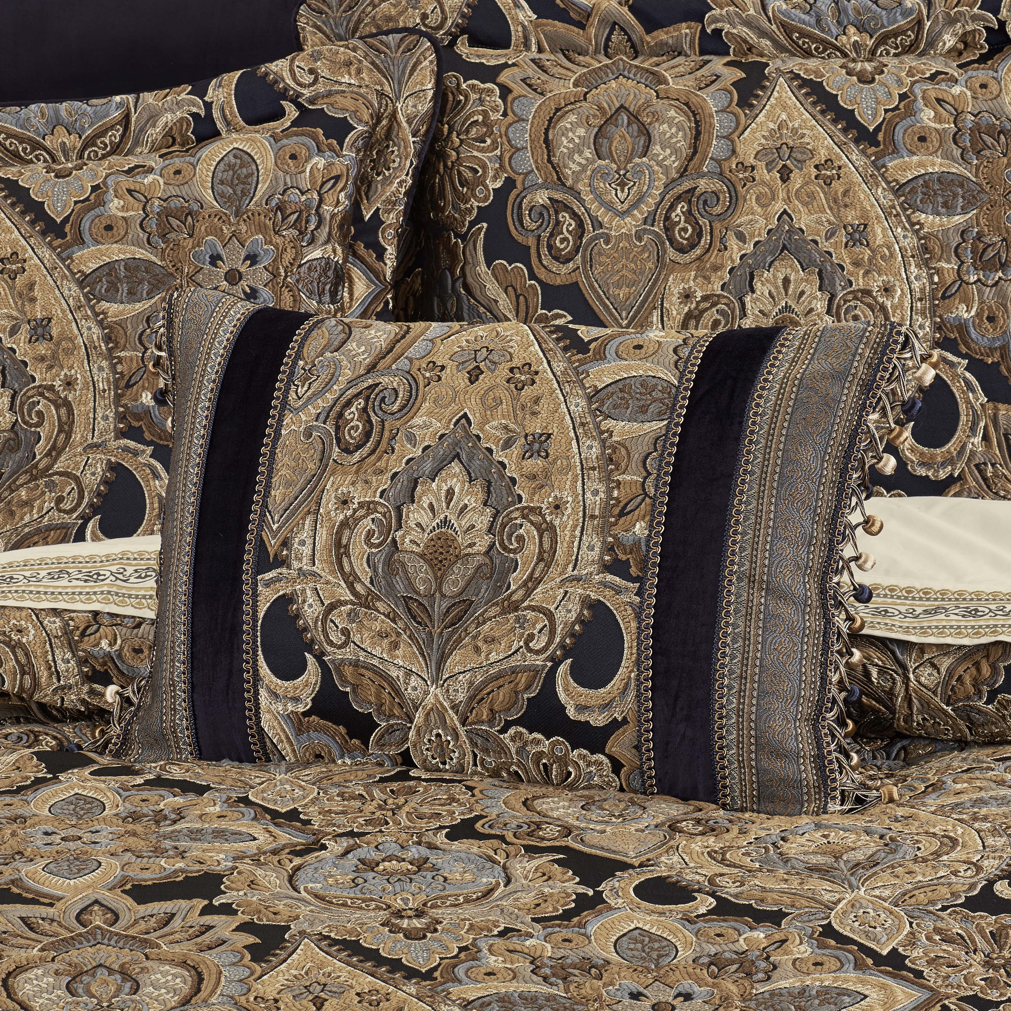 Amara Indigo Boudoir Decorative Throw Pillow 20" x 14" Throw Pillows By J. Queen New York
