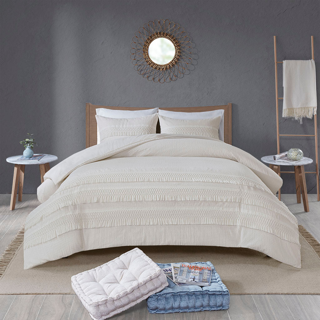 Amaya Ivory 3 Piece Duvet Cover Set Duvet Covers By JLA HOME/Olliix (E & E Co., Ltd)