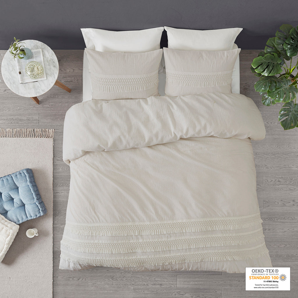 Amaya Ivory 3 Piece Duvet Cover Set Duvet Covers By JLA HOME/Olliix (E & E Co., Ltd)