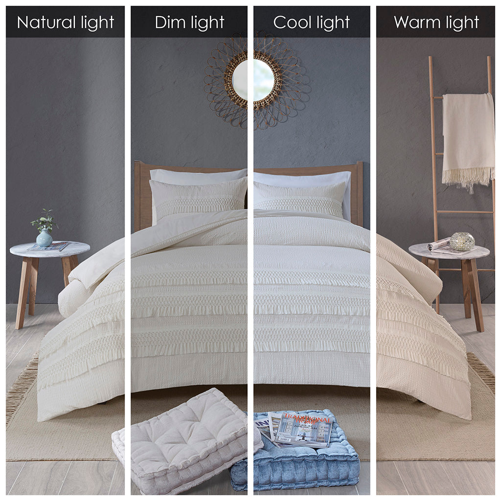 Amaya Ivory 3 Piece Duvet Cover Set Duvet Covers By JLA HOME/Olliix (E & E Co., Ltd)
