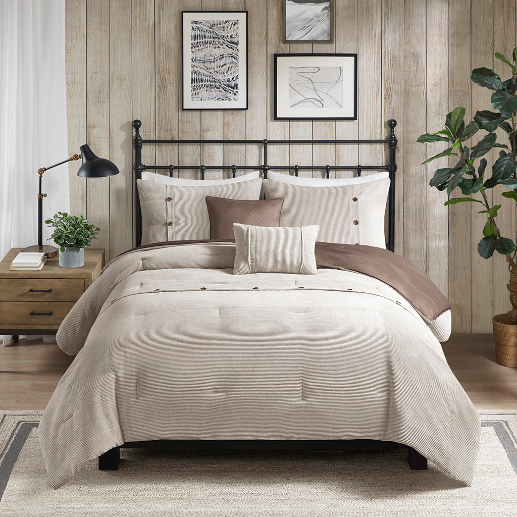 Andes Tan 5 Piece Comforter Set Comforter Sets By JLA HOME/Olliix (E & E Co., Ltd)