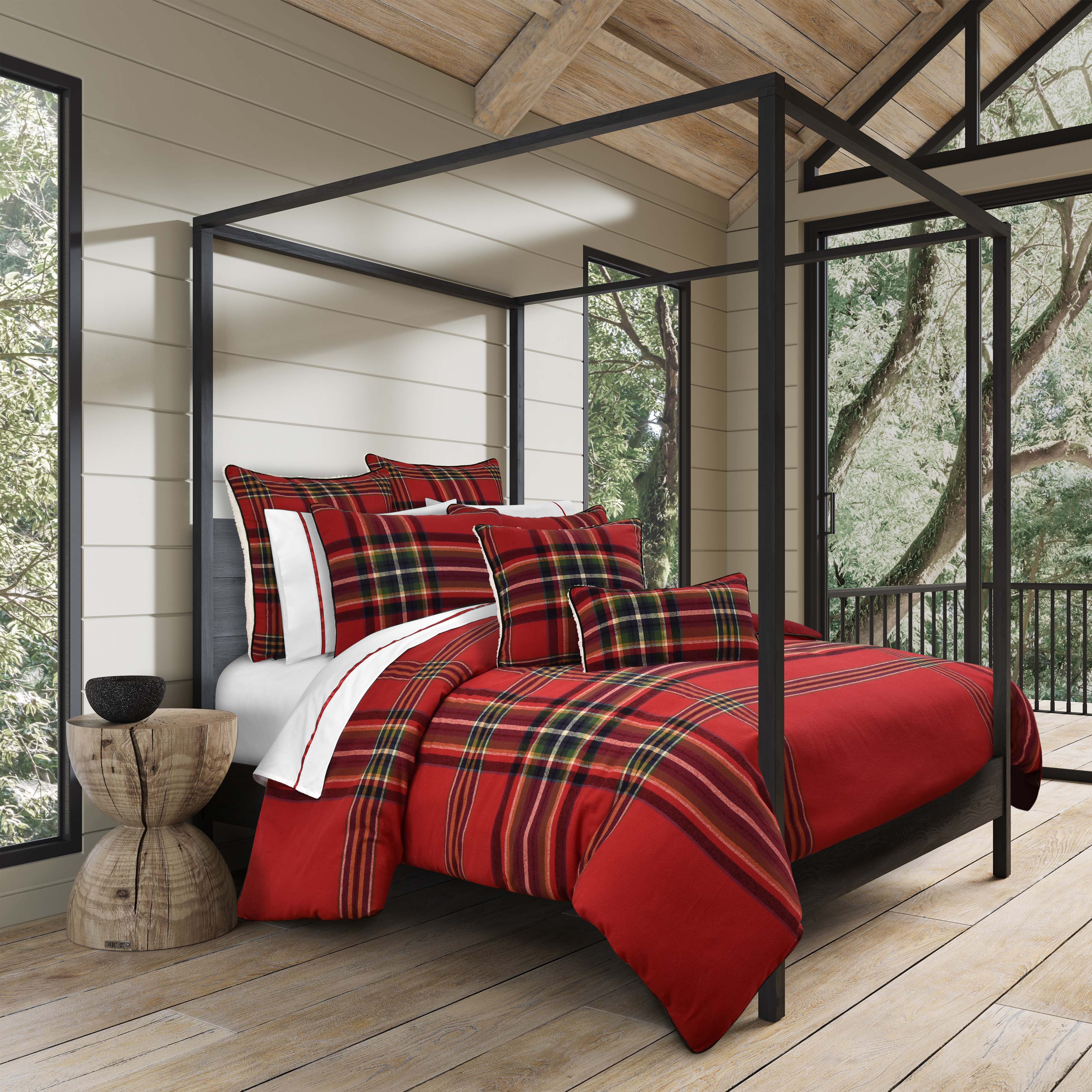 Andrew Plaid Red 3 Piece Duvet Cover Set Duvet Covers By J. Queen New York