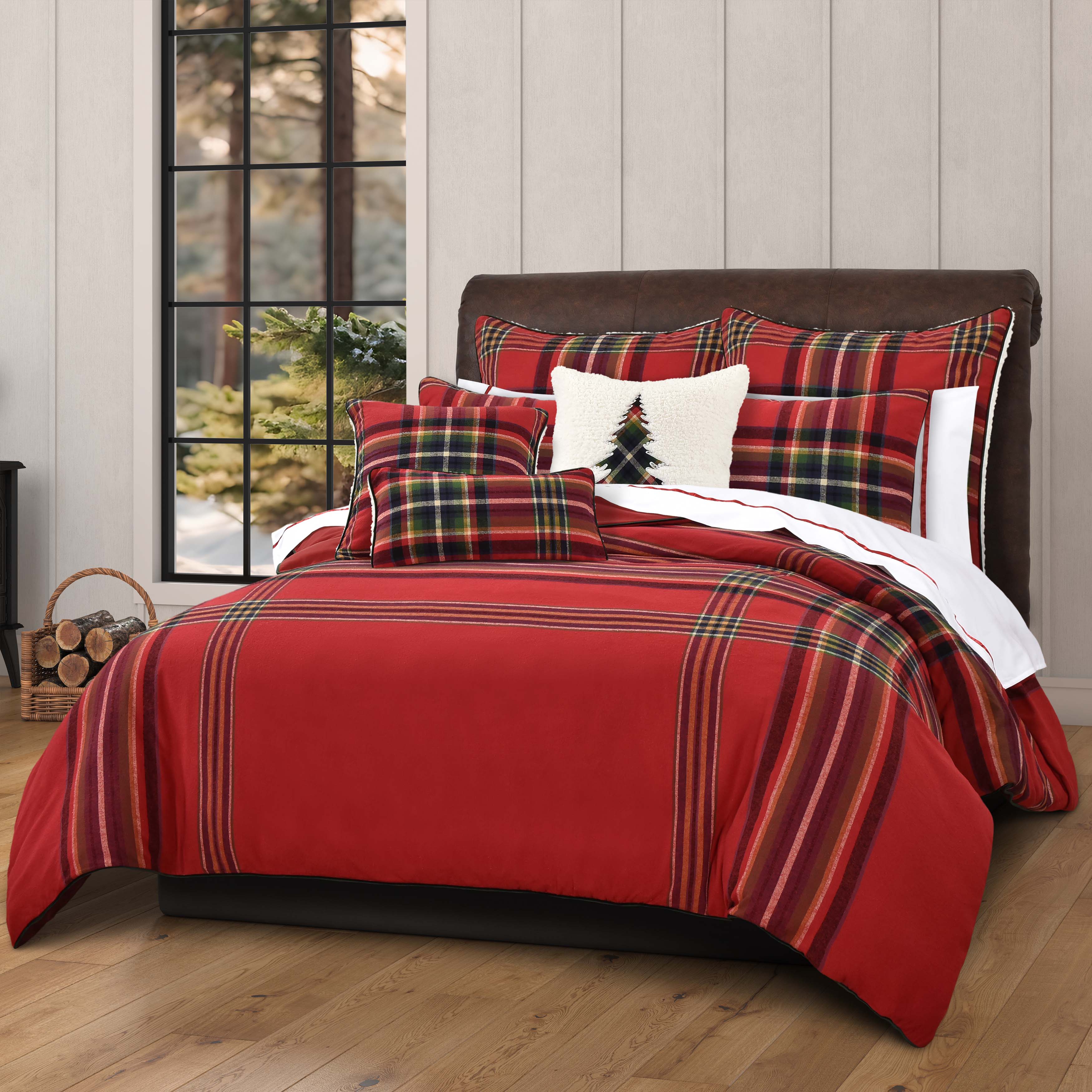 Andrew Plaid Red 3 Piece Duvet Cover Set Duvet Covers By J. Queen New York