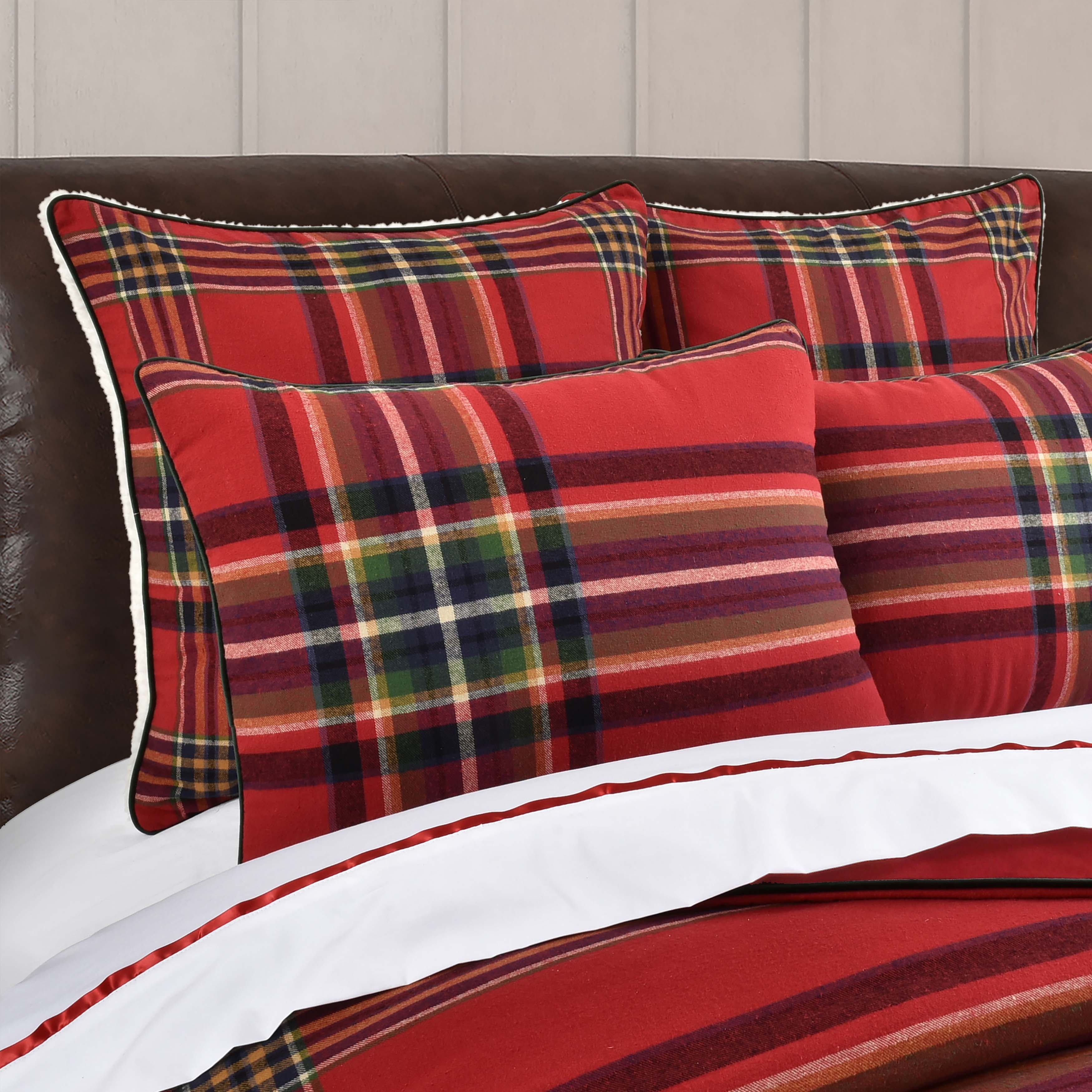 Andrew Plaid Red 3 Piece Duvet Cover Set Duvet Covers By J. Queen New York