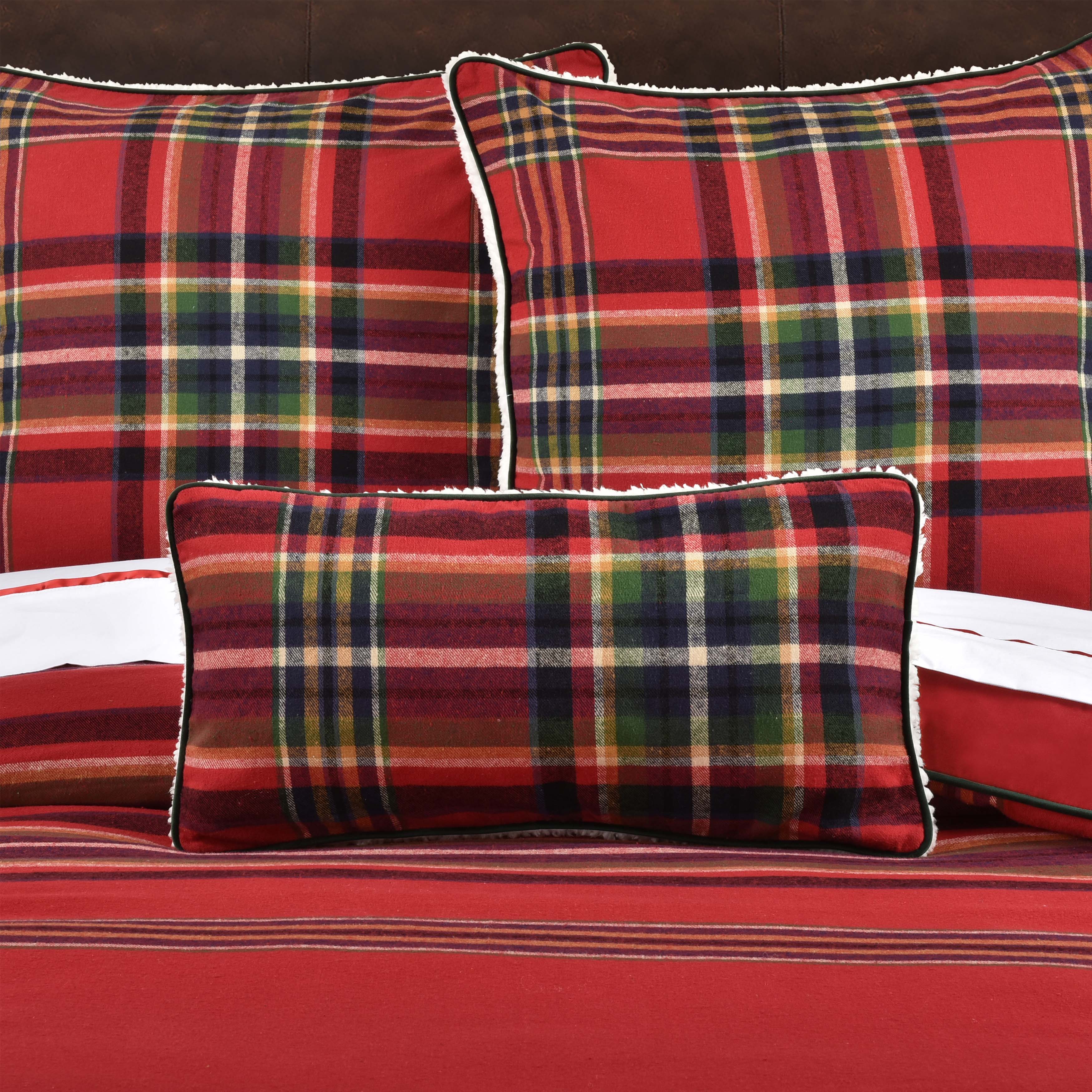 Andrew Plaid Red Boudoir Decorative Throw Pillow 22" x 15" Throw Pillows By J. Queen New York