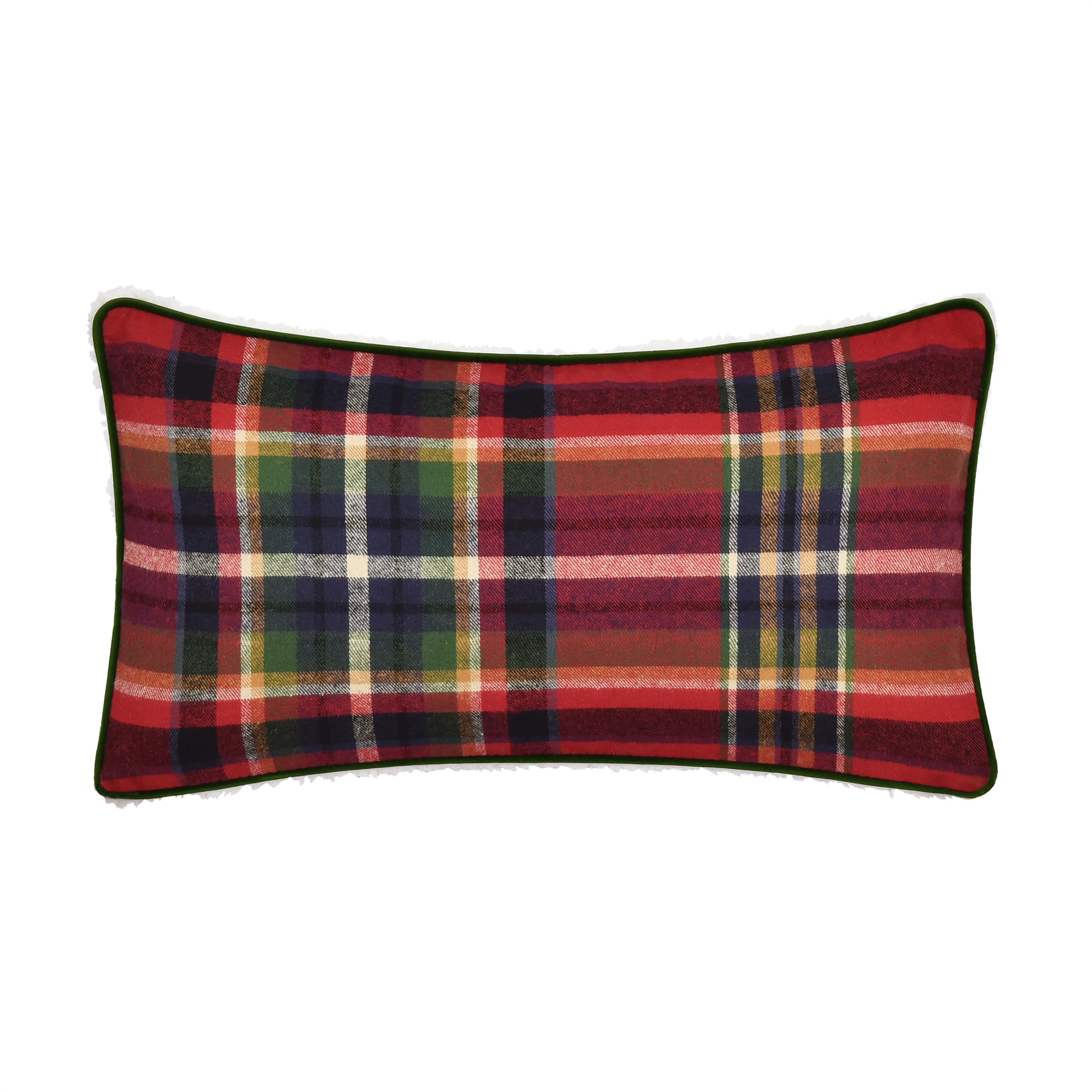 Andrew Plaid Red Boudoir Decorative Throw Pillow 22" x 15" Throw Pillows By J. Queen New York