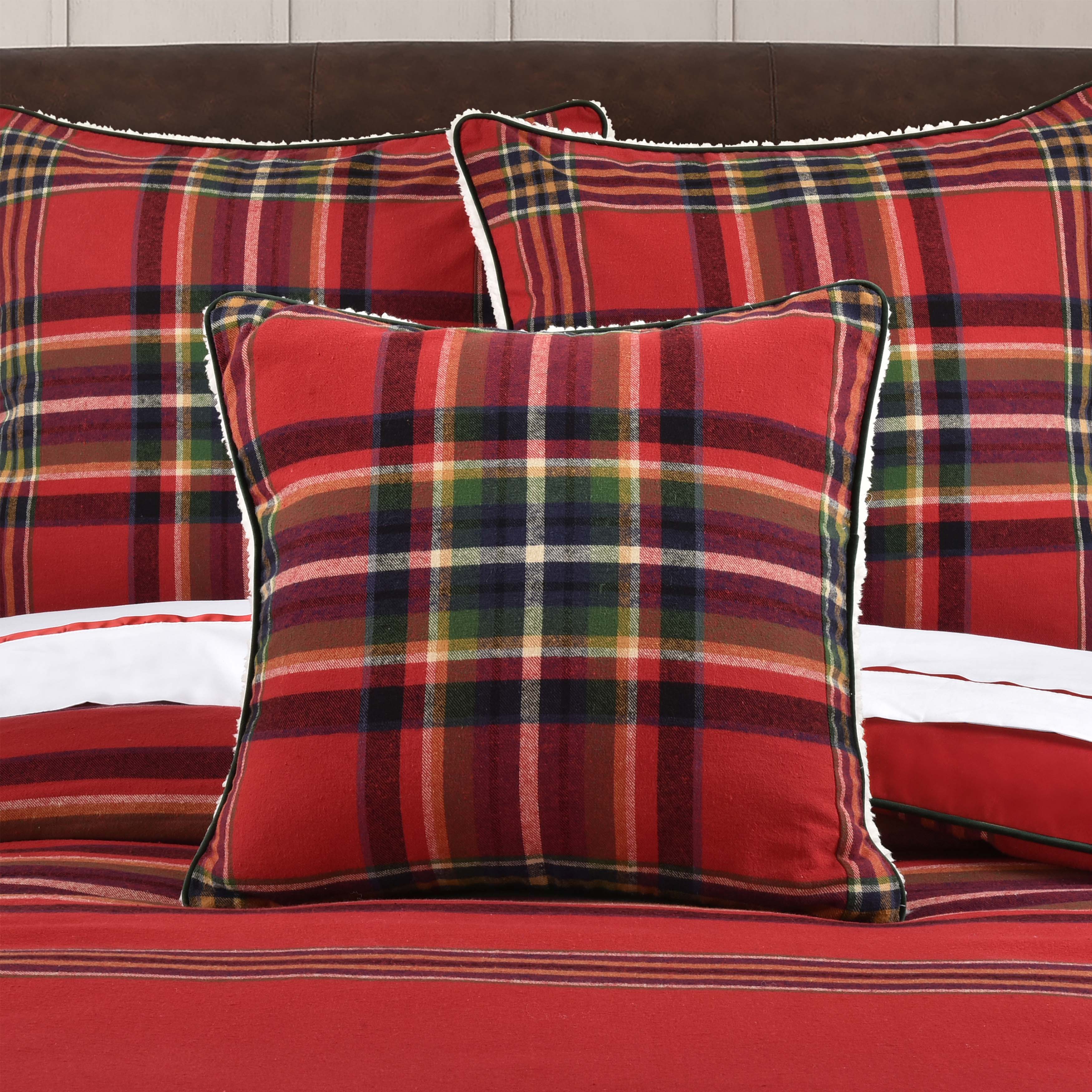 Andrew Plaid Red Square Decorative Throw Pillow 20" x 20" Throw Pillows By J. Queen New York