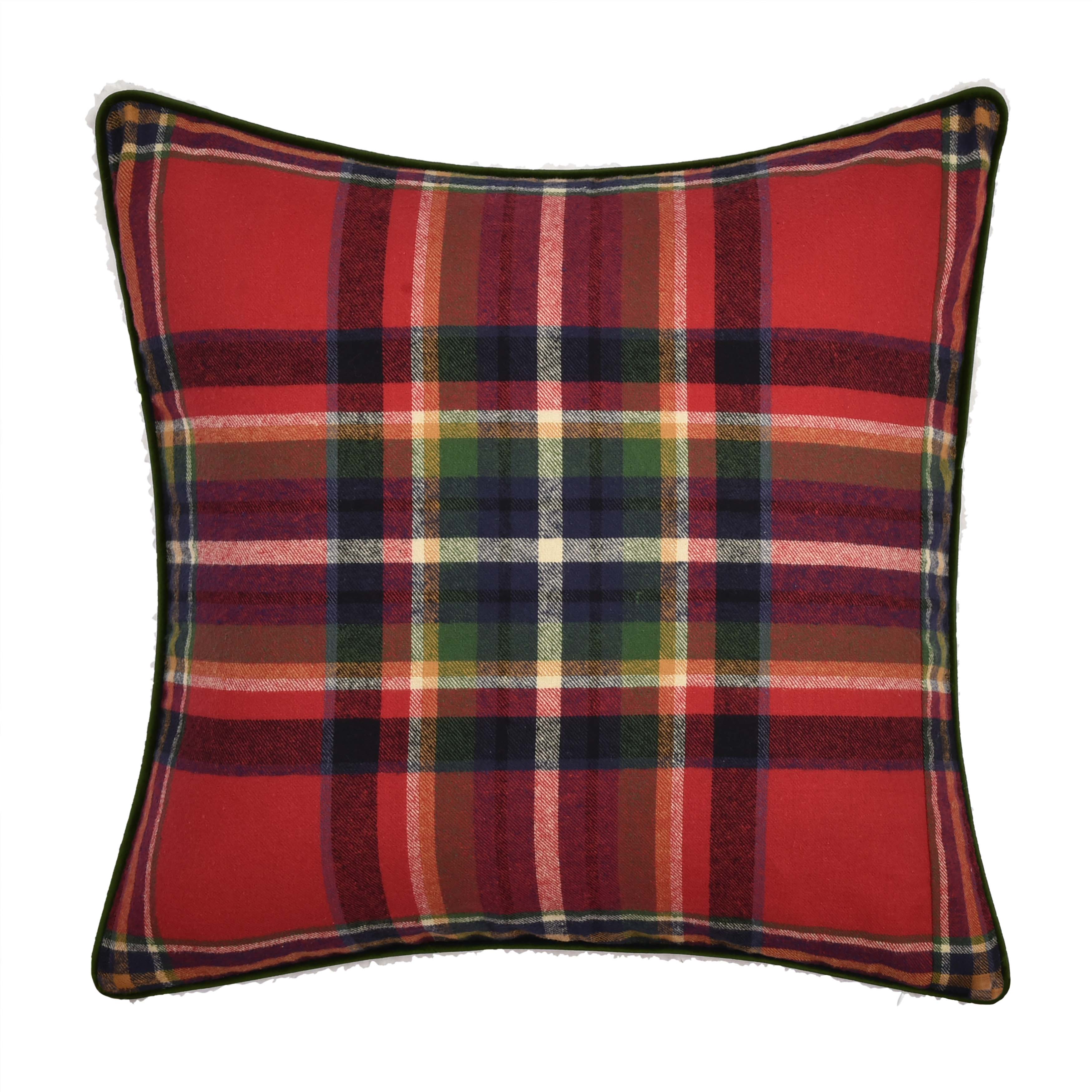 Andrew Plaid Red Square Decorative Throw Pillow 20" x 20" Throw Pillows By J. Queen New York