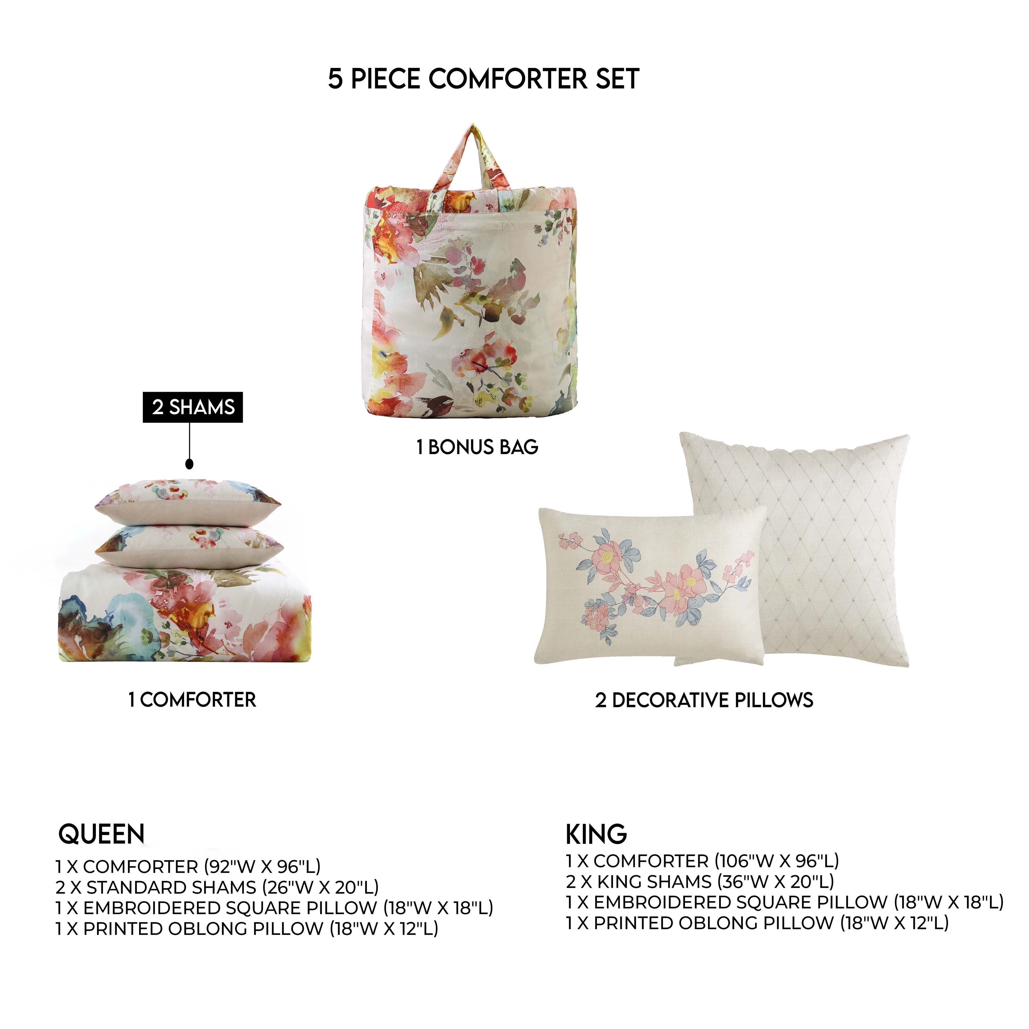 Bebejan Antique Flowers Ivory 100% Cotton 3-Piece Reversible Comforter Set IN King- Final Sale Comforter Sets By US Office - Latest-bedding