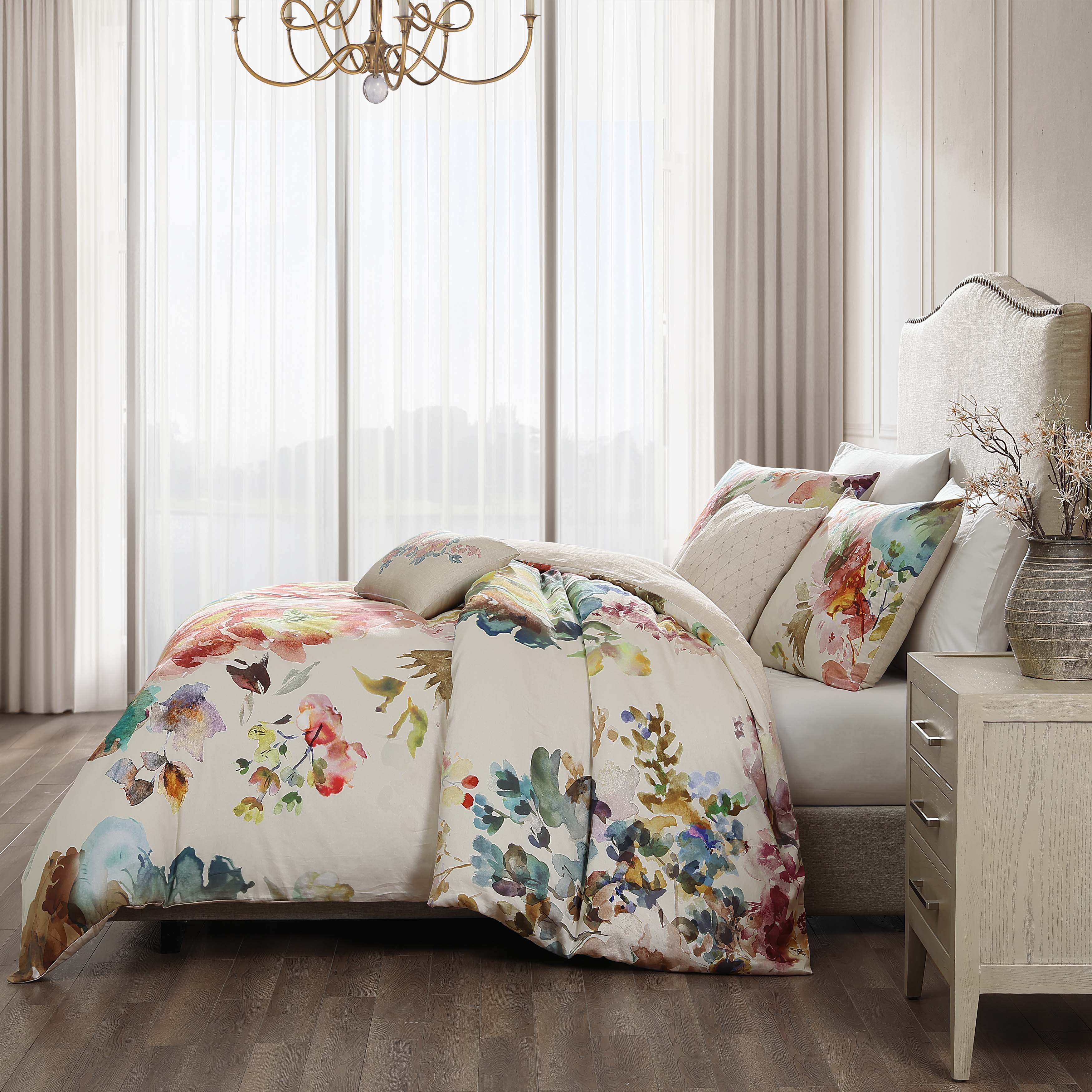 Bebejan Antique Flowers Ivory 3 Piece Reversible Comforter Set in Queen- Final Sale Comforter Sets By US Office - Latest-bedding