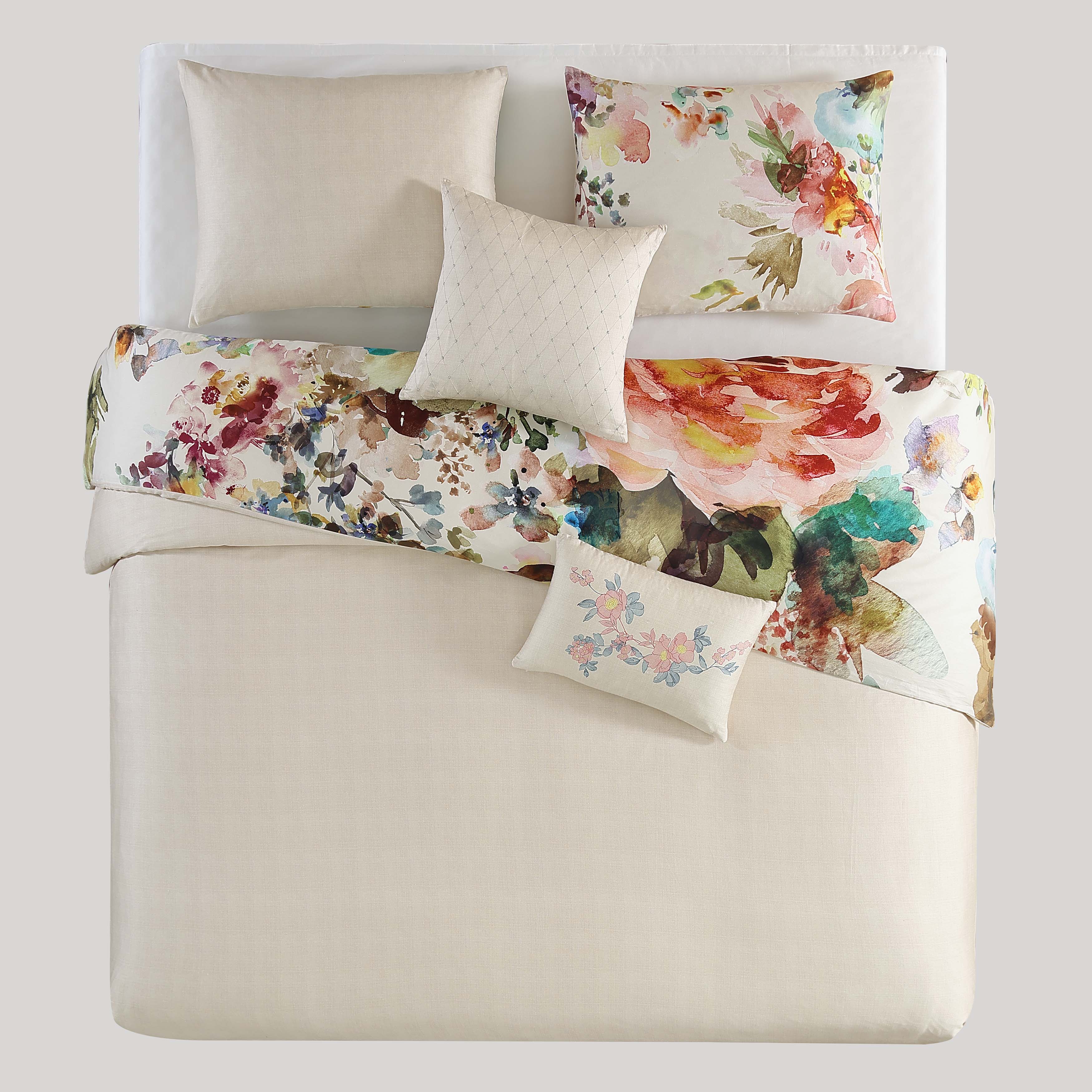 Bebejan Antique Flowers Ivory 3 Piece Reversible Comforter Set in Queen- Final Sale Comforter Sets By US Office - Latest-bedding