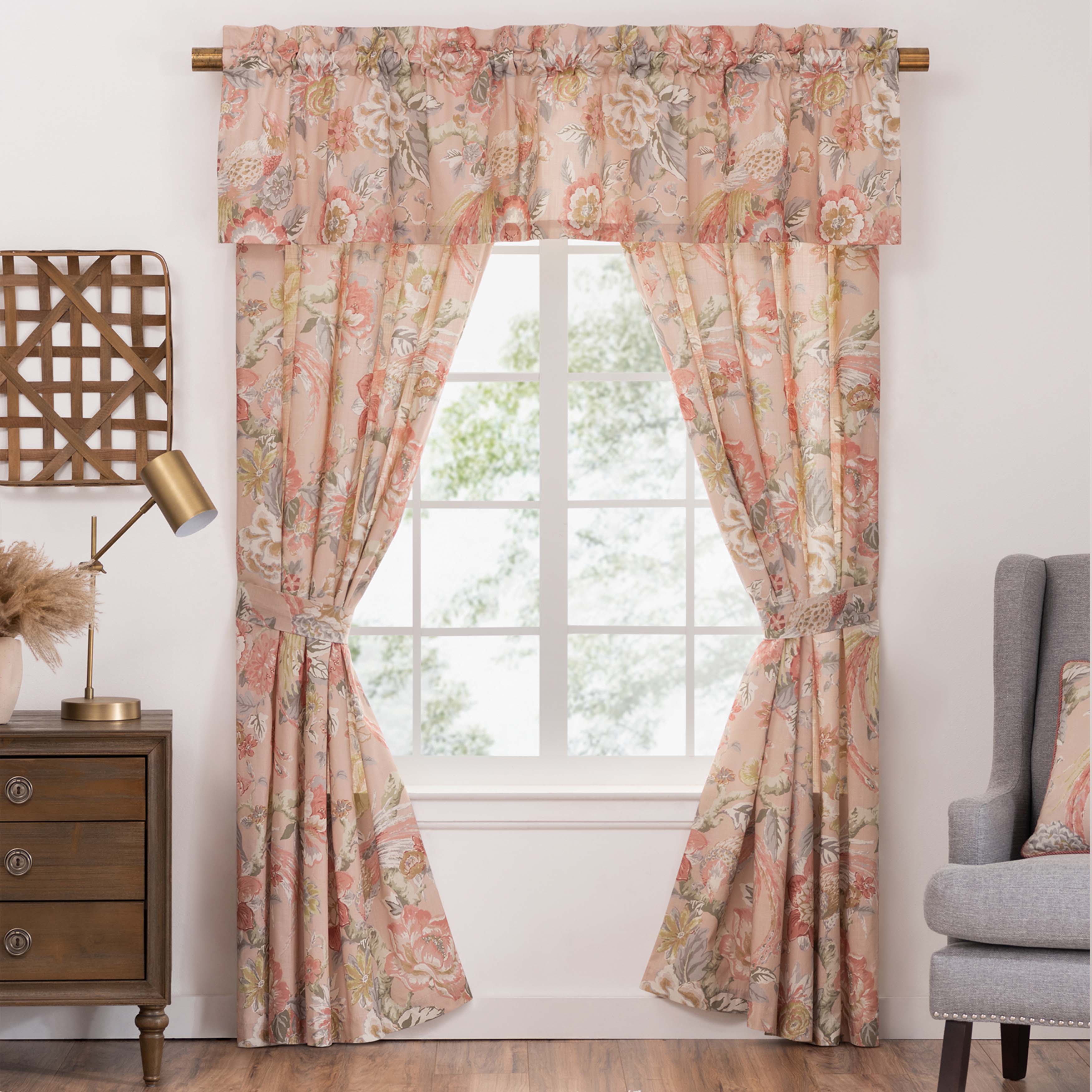 Rose tree Audrey Blush Red Window Panel Pair -Final Sale Window Panels By US Office - Latest-bedding
