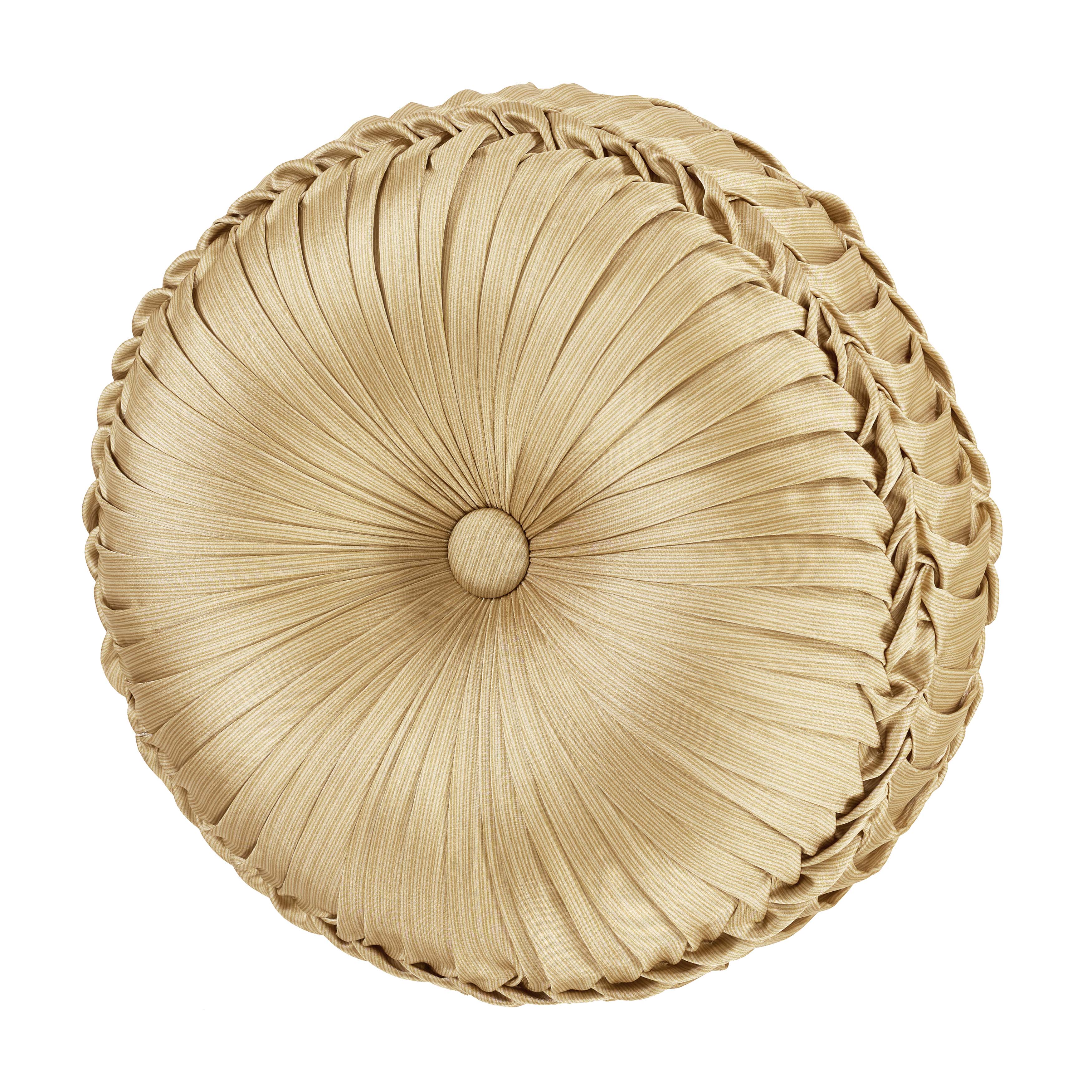 Aurelia Gold Tufted Round Decorative Throw Pillow 15" x 15" Throw Pillows By J. Queen New York