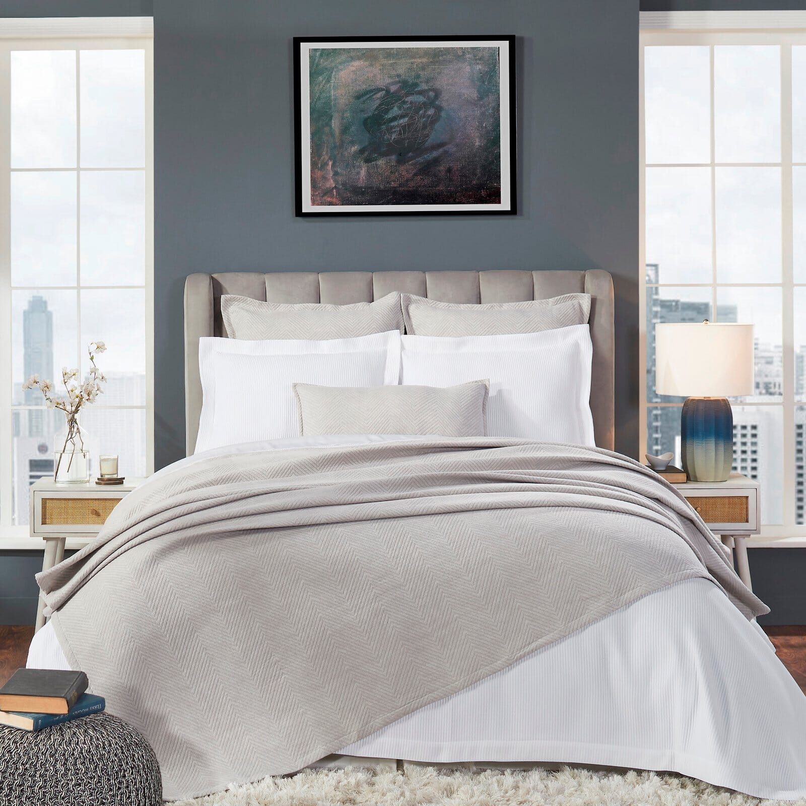 Tivoli Cotton Jacquard Blanket Blanket By Orchids Lux Home