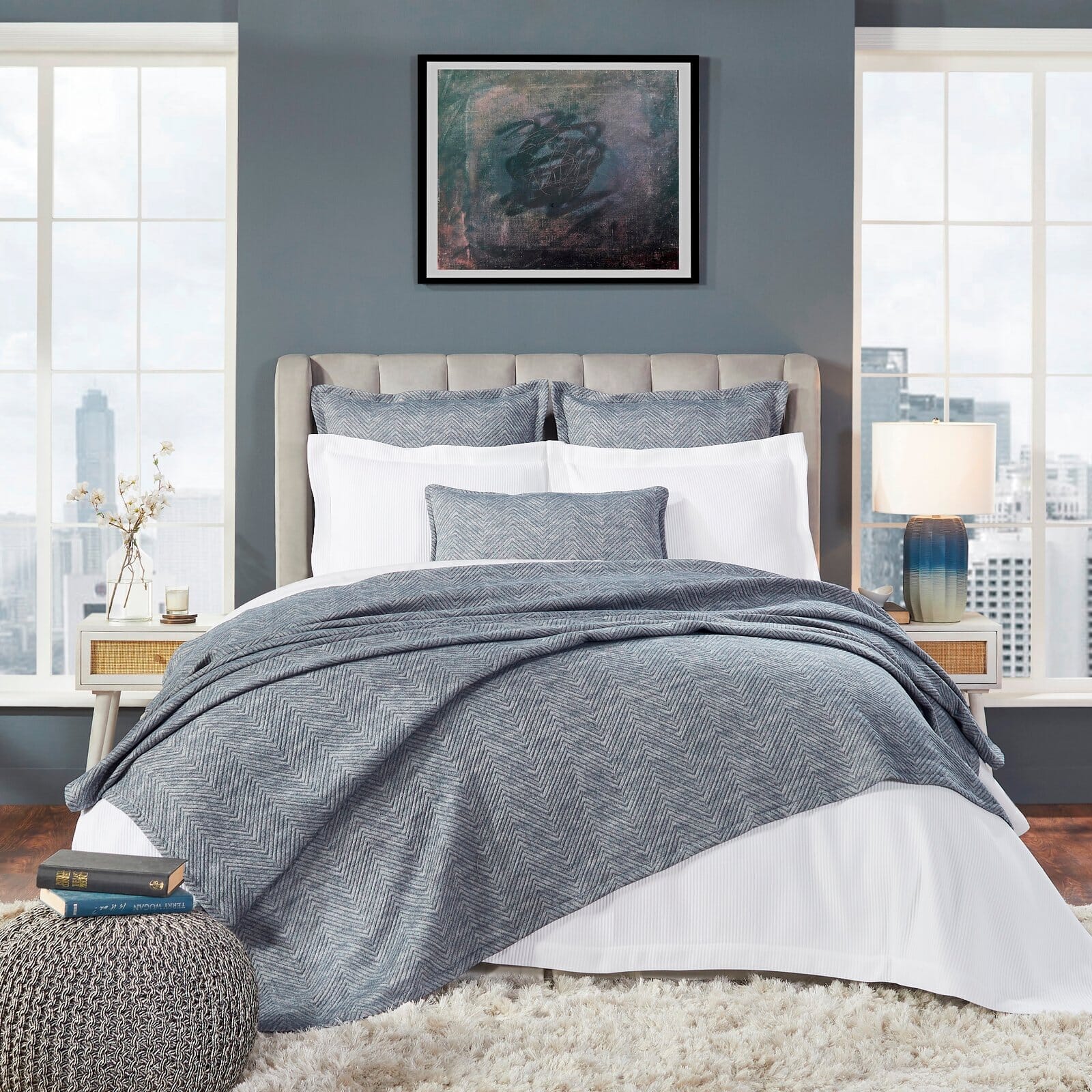 Tivoli Cotton Jacquard Blanket Blanket By Orchids Lux Home