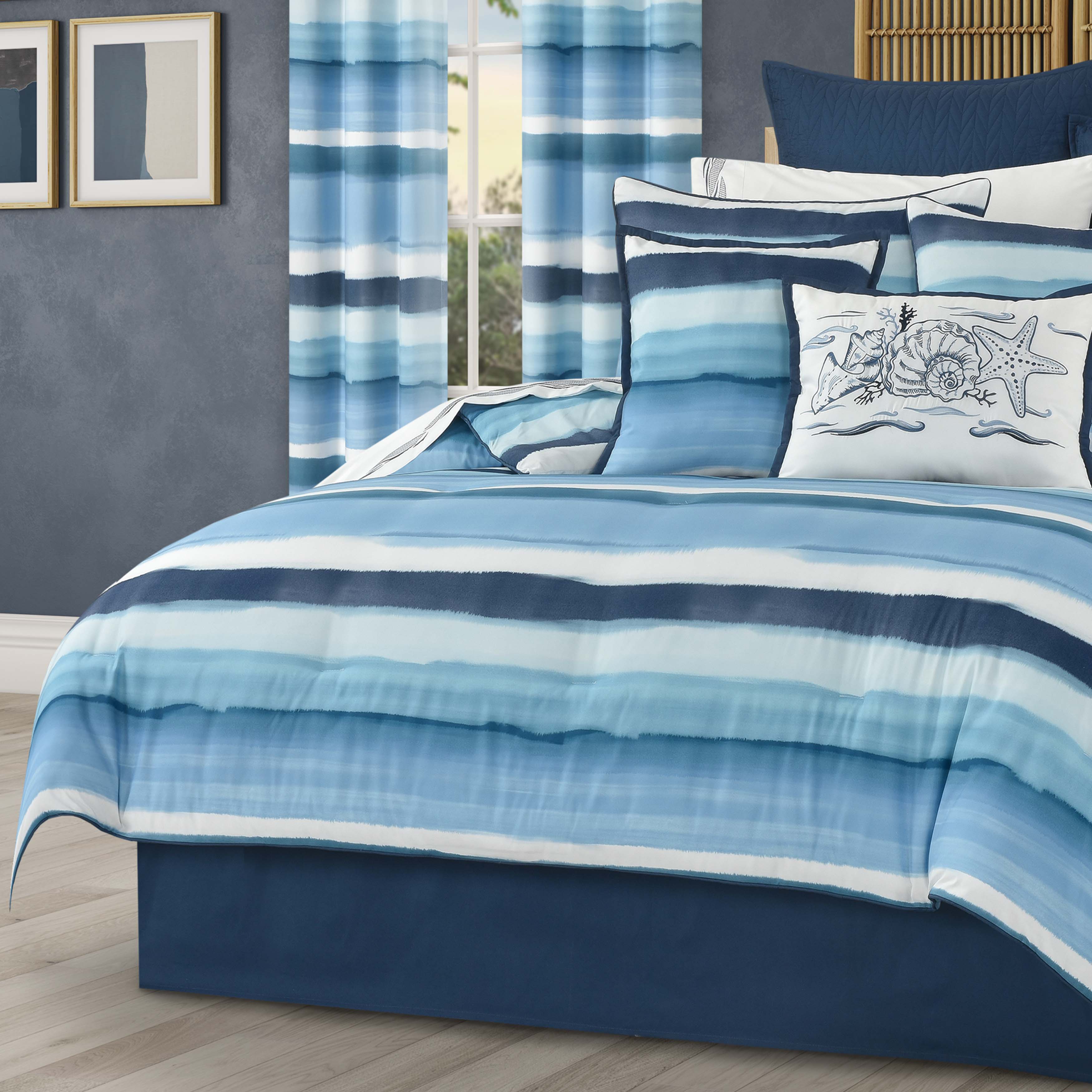 J Queen Balboa Blue 4 Piece Comforter Set in Queen- Final Sale Comforter Sets By US Office - Latest-bedding