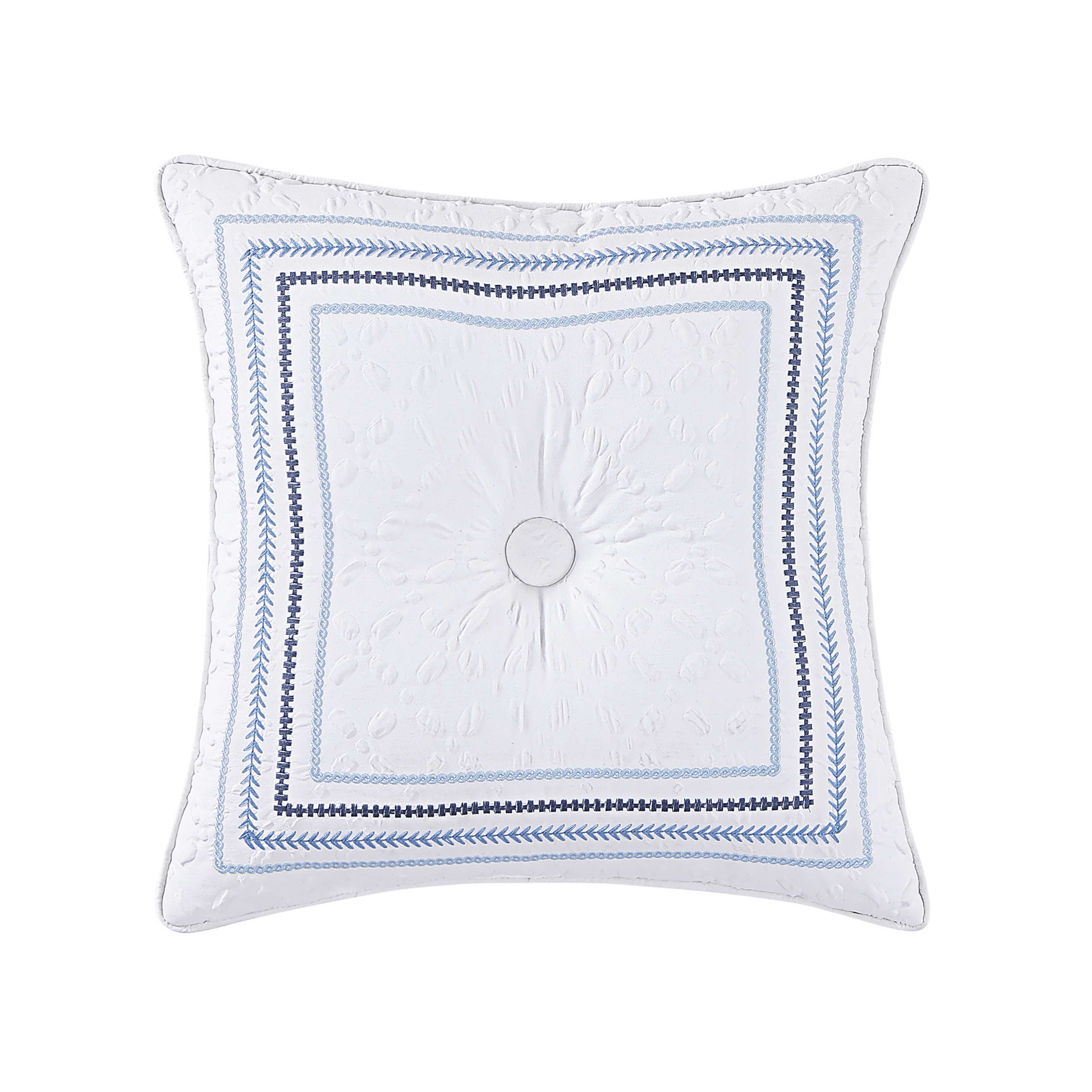 Bayside Blue Square Decorative Throw Pillow 18" x 18" Throw Pillows By J. Queen New York