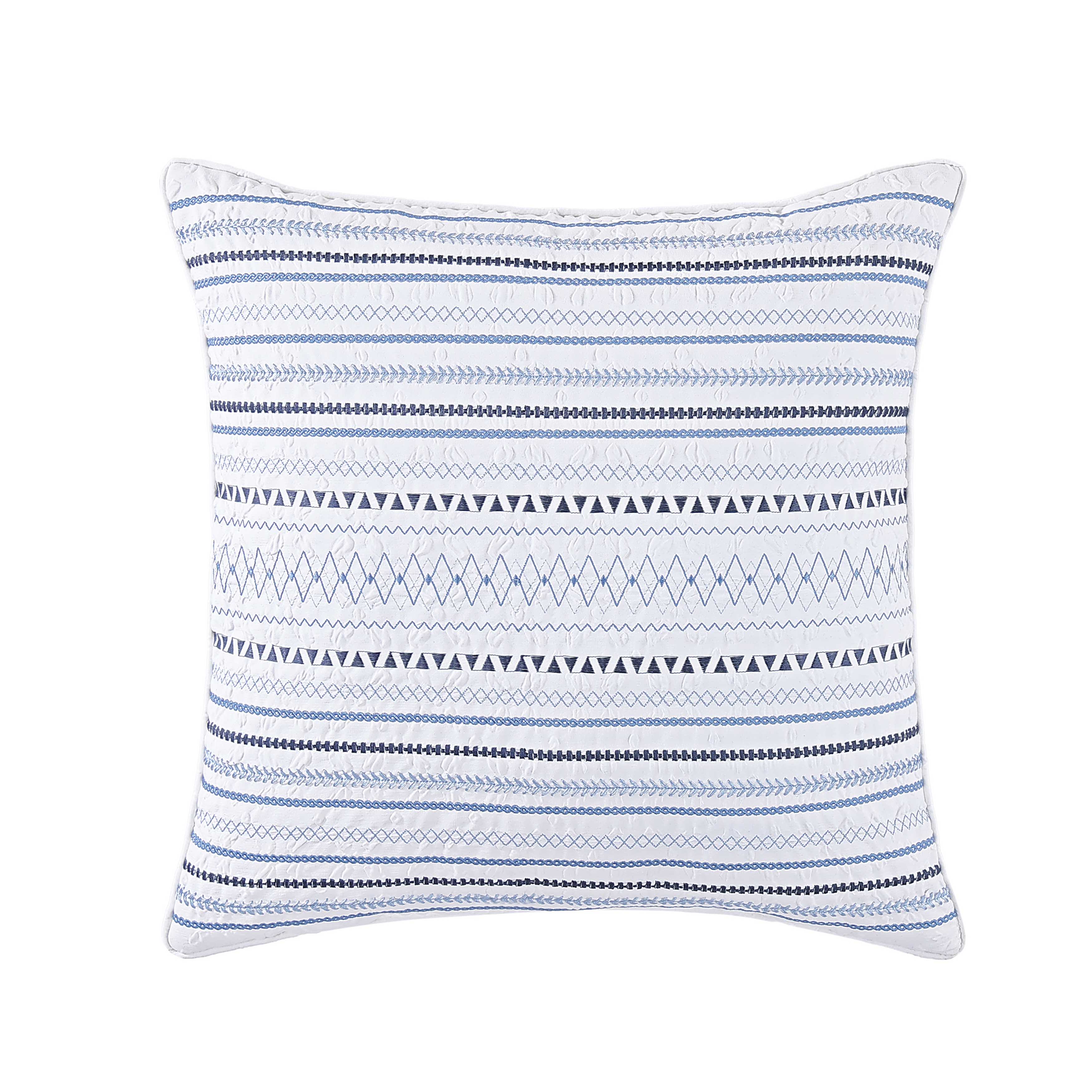 Bayside Blue Square Decorative Throw Pillow 20" x 20" Throw Pillows By J. Queen New York