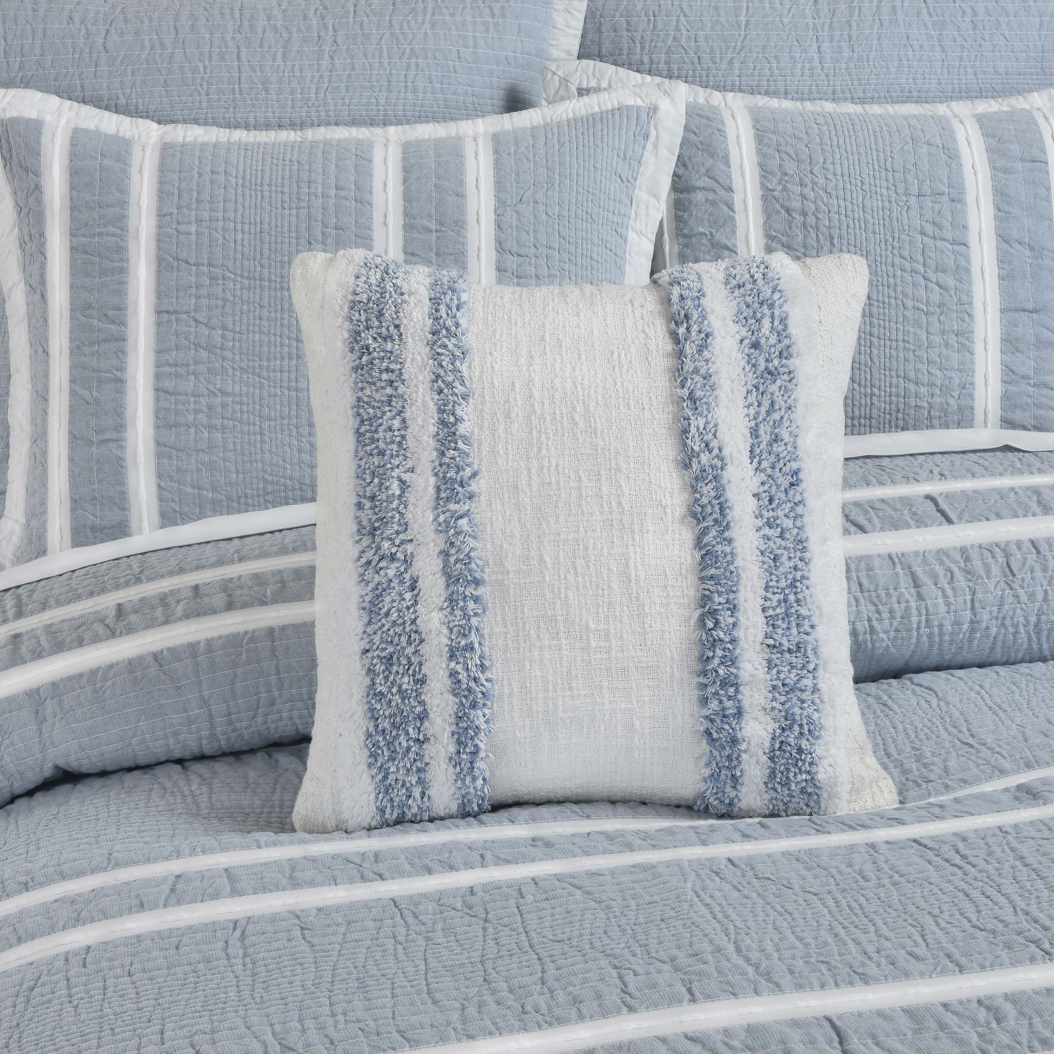 Beachwood Sky Blue Square Decorative Pillow 18" x 18" Throw Pillows By J. Queen New York