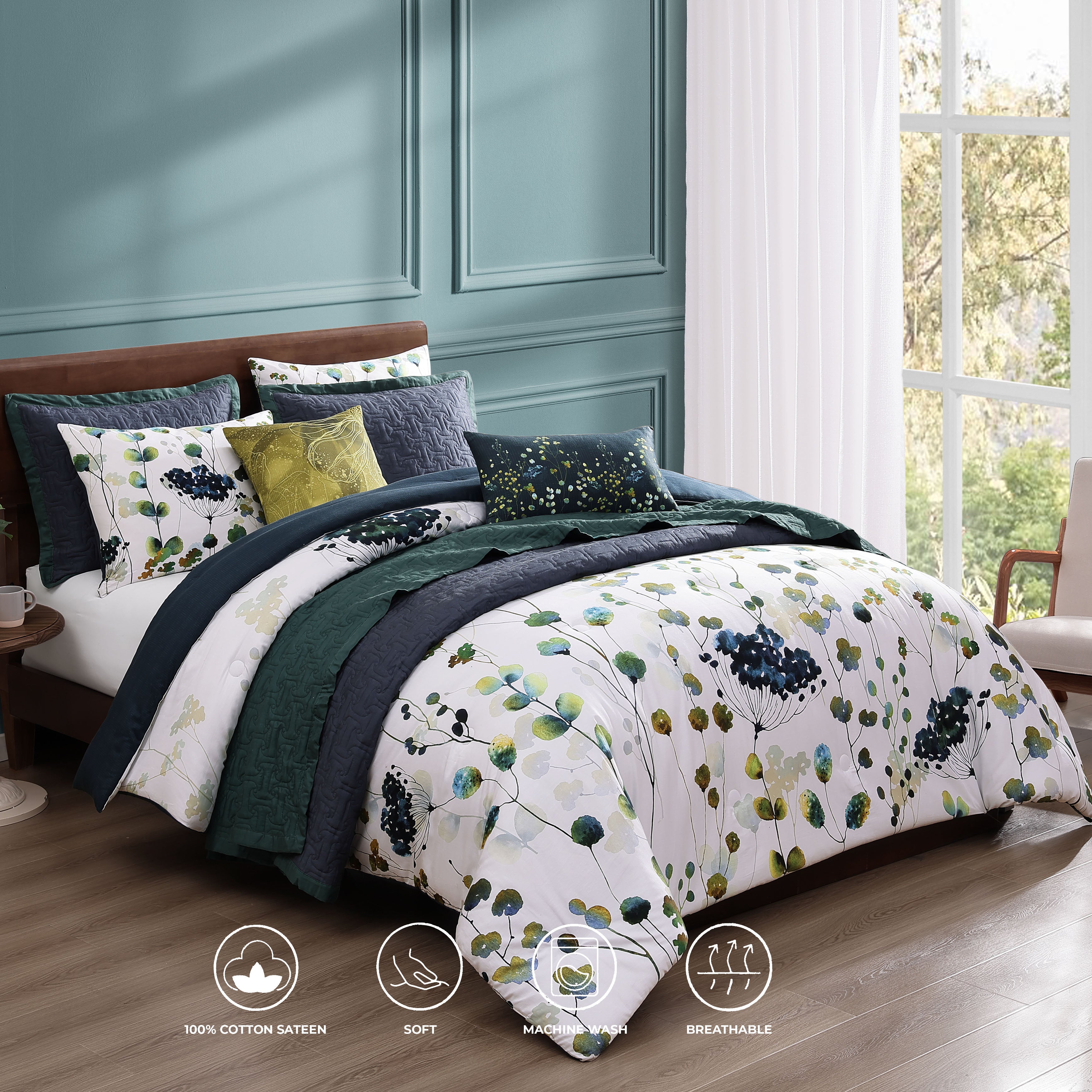 Bebejan Abstract Vines 8 Piece Reversible Comforter & Coverlet Set Comforter Sets By Bebejan®