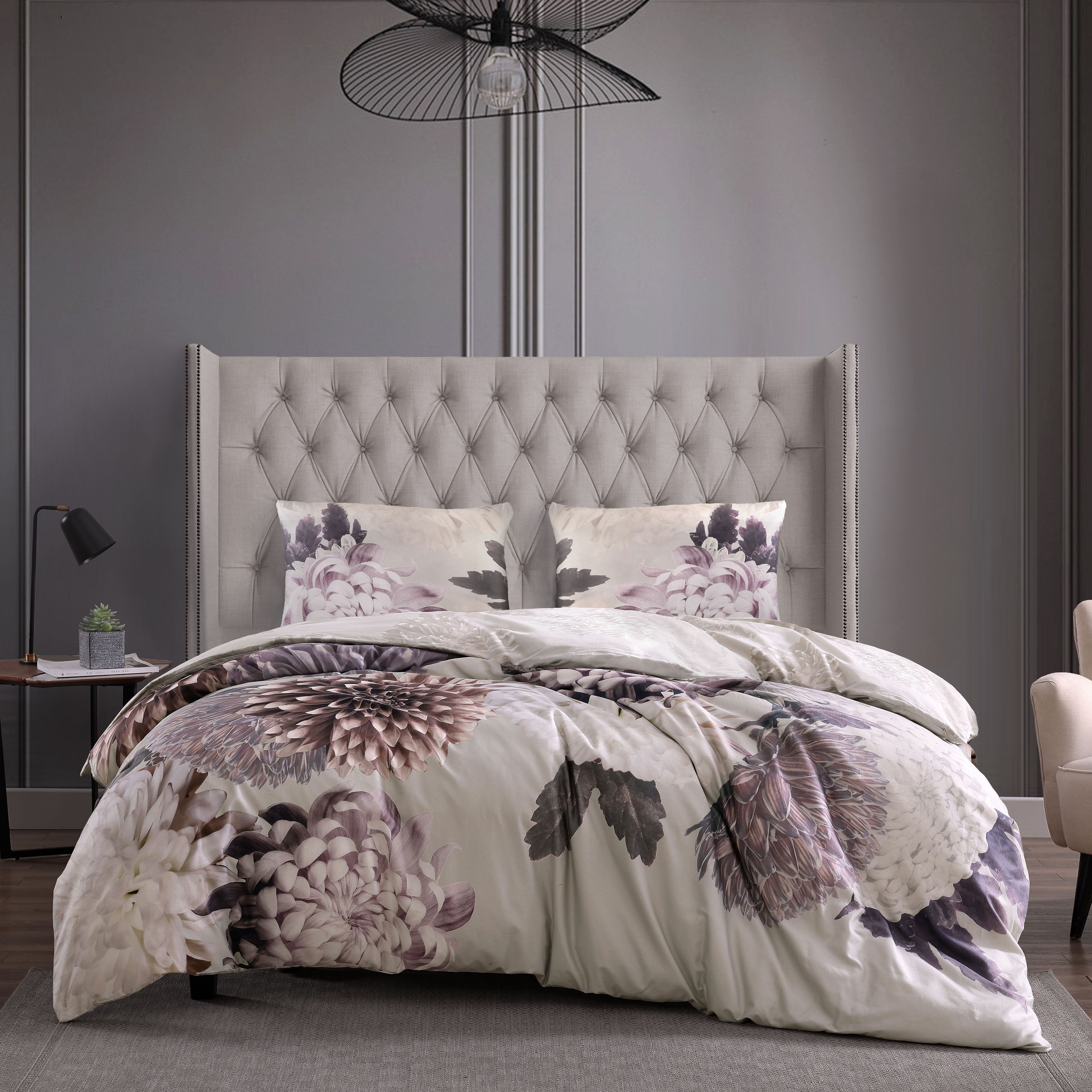 Bebejan Dahlia Purple 3 Piece Reversible Duvet Cover Set- Final Sale Duvet Covers By US Office - Latest-bedding