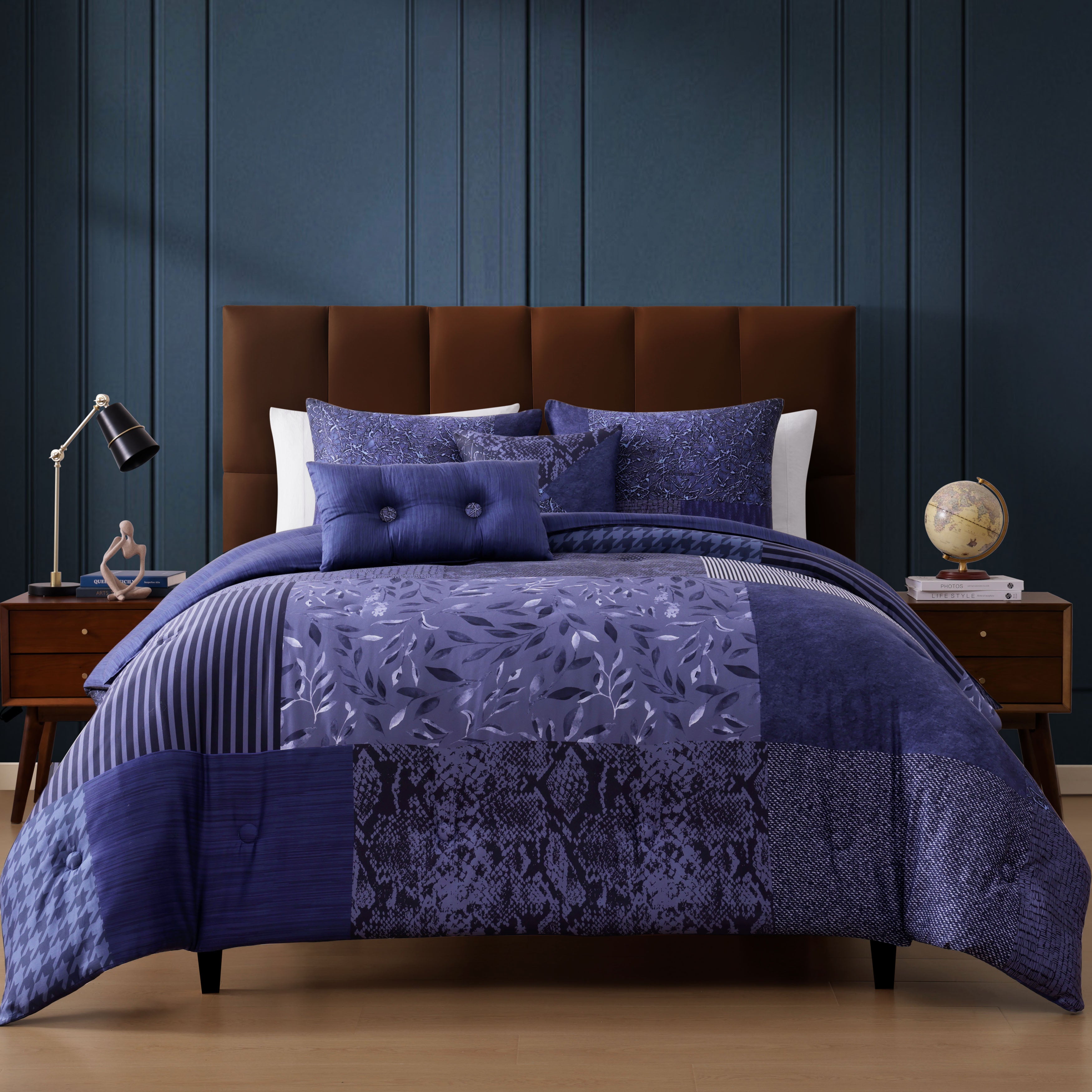 Bebejan Blue Denim Patchwork 5 Piece Reversible Comforter Set Comforter Sets By Bebejan®