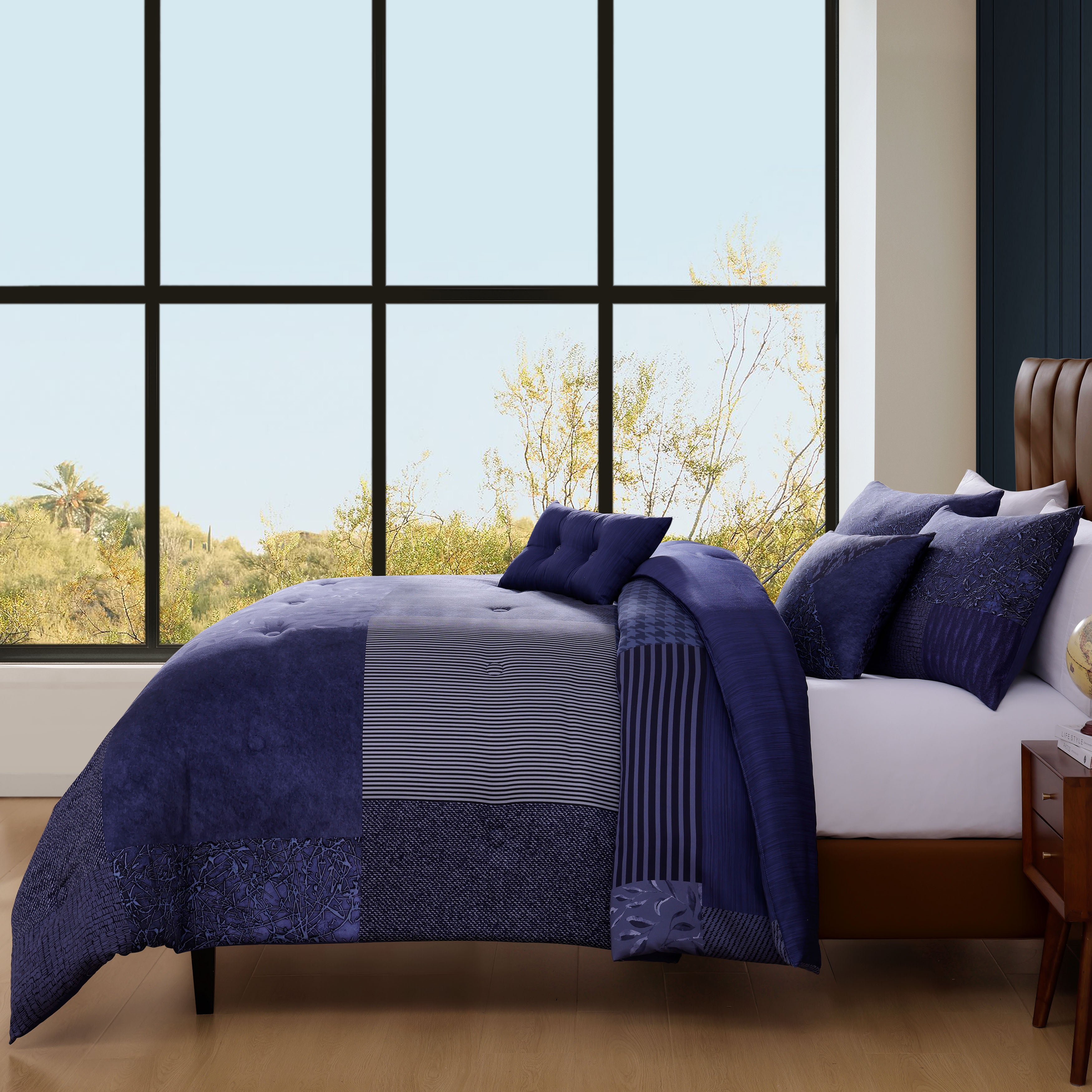 Bebejan Blue Denim Patchwork 5 Piece Reversible Comforter Set Comforter Sets By Bebejan®
