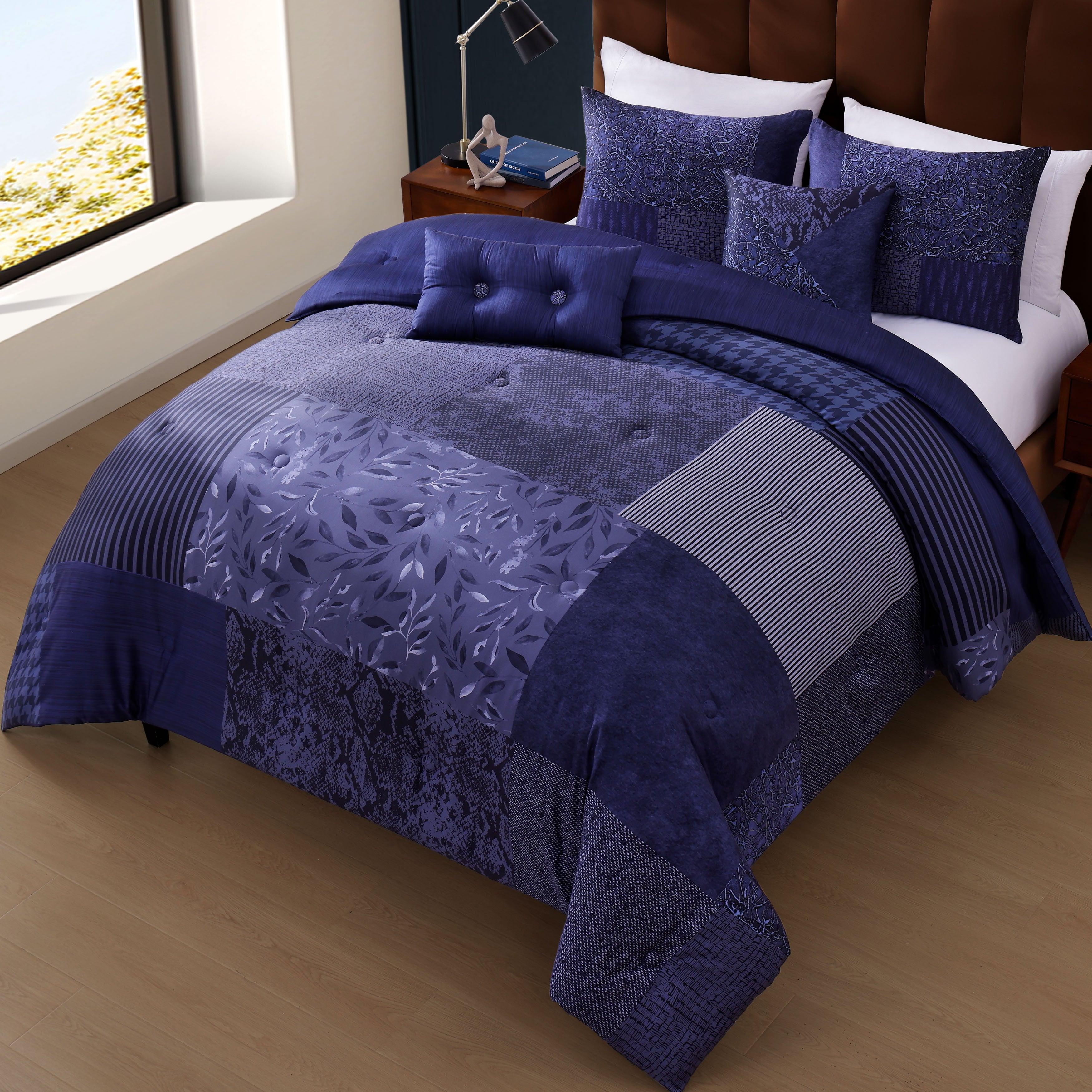 Bebejan Blue Denim Patchwork 5 Piece Reversible Comforter Set Comforter Sets By Bebejan®