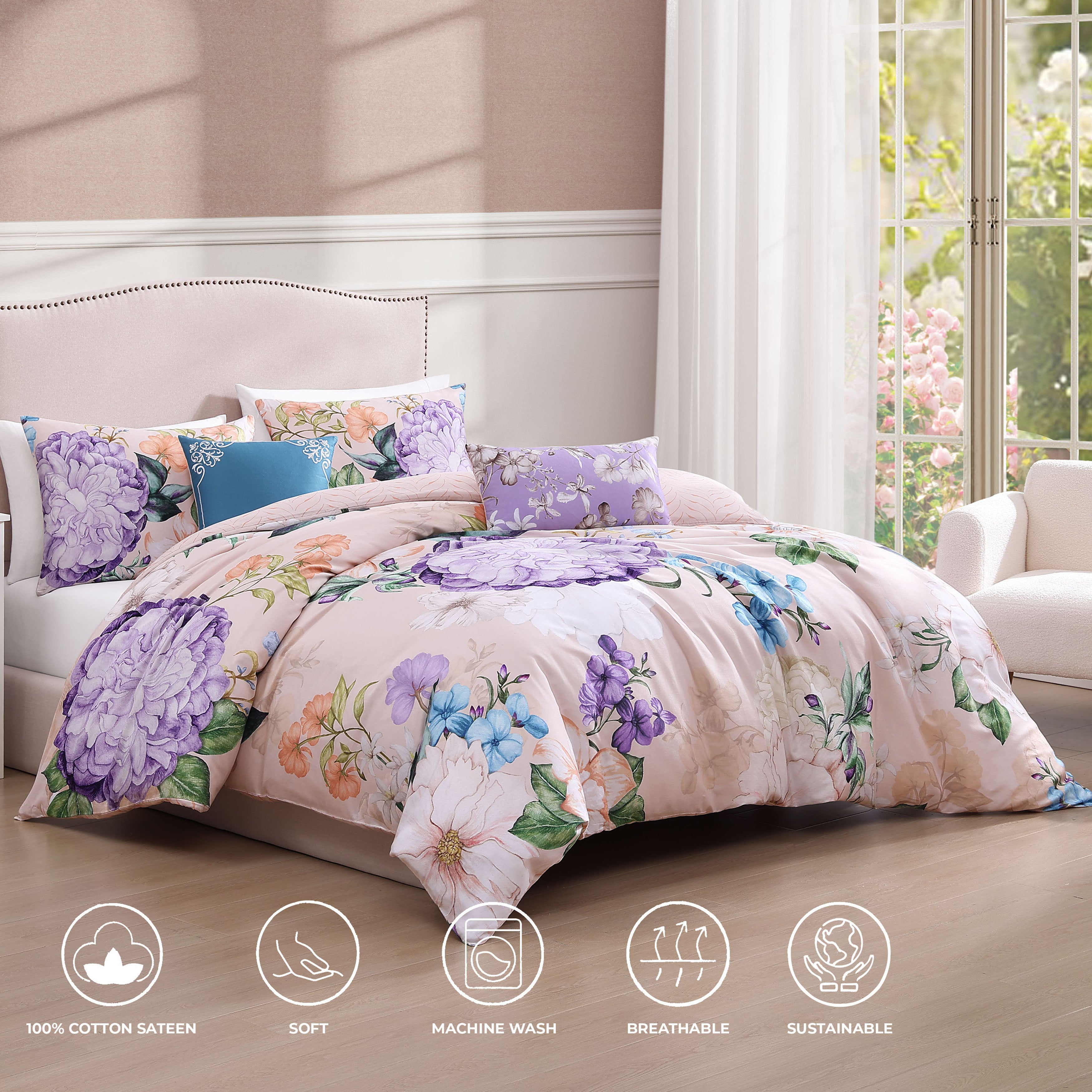 Bebejan Bright Bouquet 5 Piece Reversible Comforter Set Comforter Sets By Bebejan®