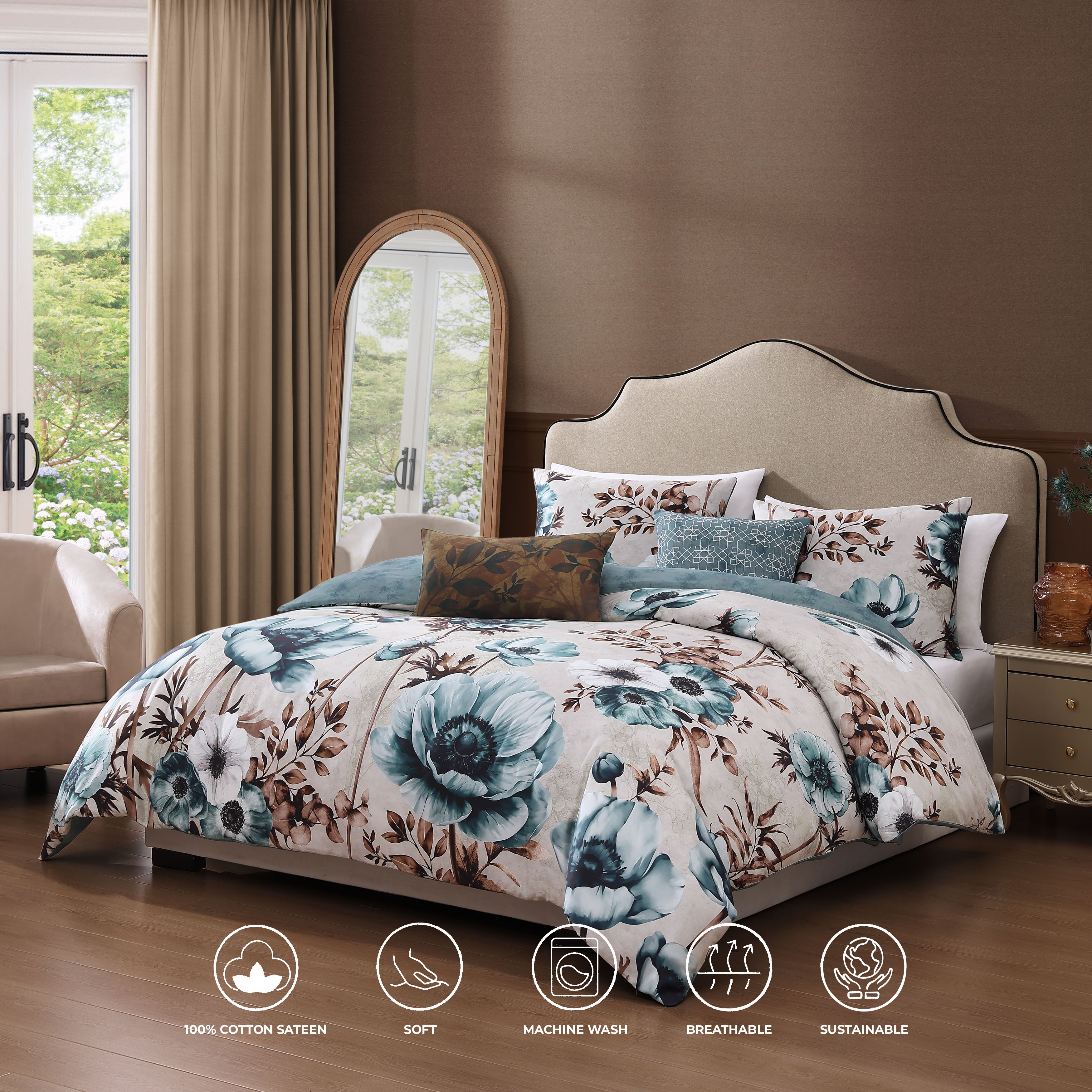 Bebejan Flowers in the Mist 5 Piece Reversible Comforter Set Comforter Sets By Bebejan®