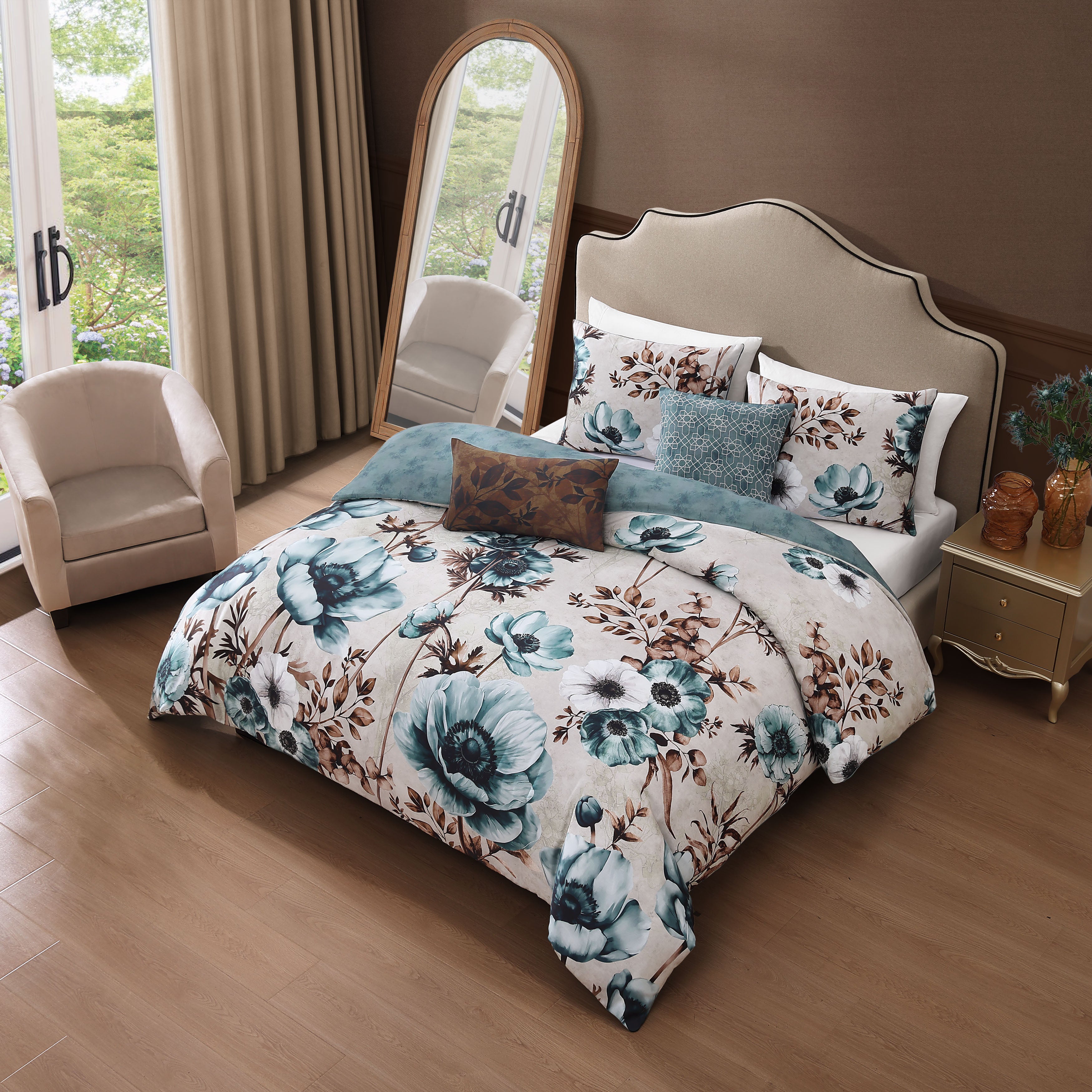 Bebejan Flowers in the Mist 5 Piece Reversible Comforter Set Comforter Sets By Bebejan®