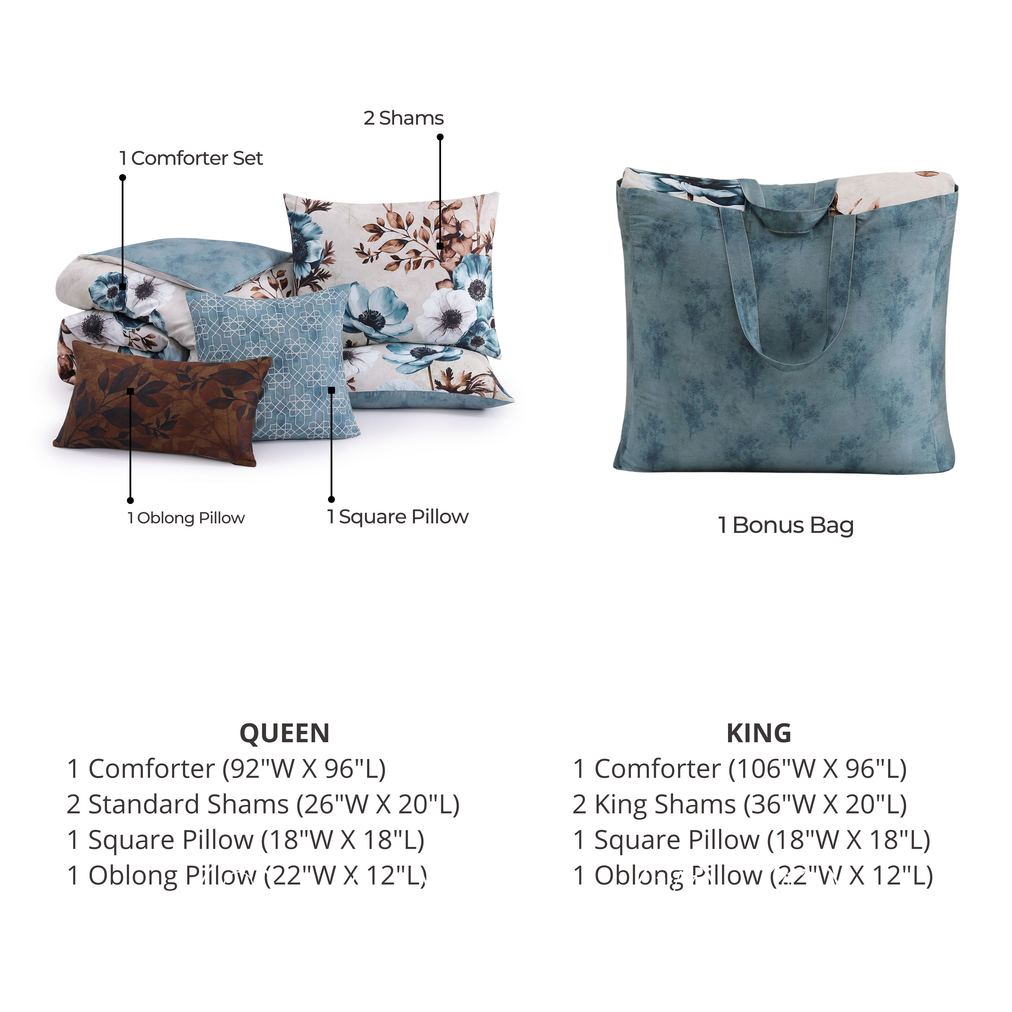 Bebejan Flowers in the Mist 5 Piece Reversible Comforter Set Comforter Sets By Bebejan®