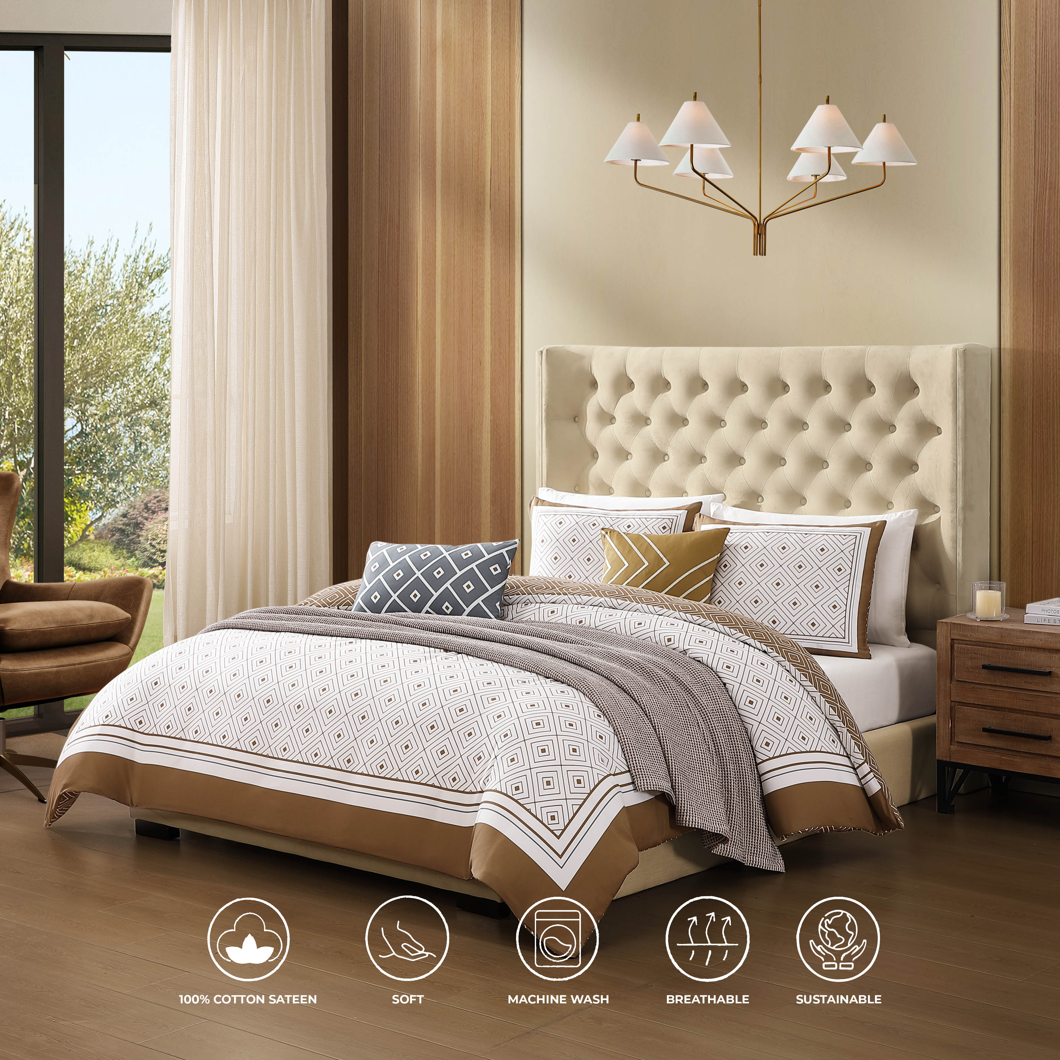 Bebejan Geometric Latte 5 Piece Reversible Comforter Set Comforter Sets By Bebejan®