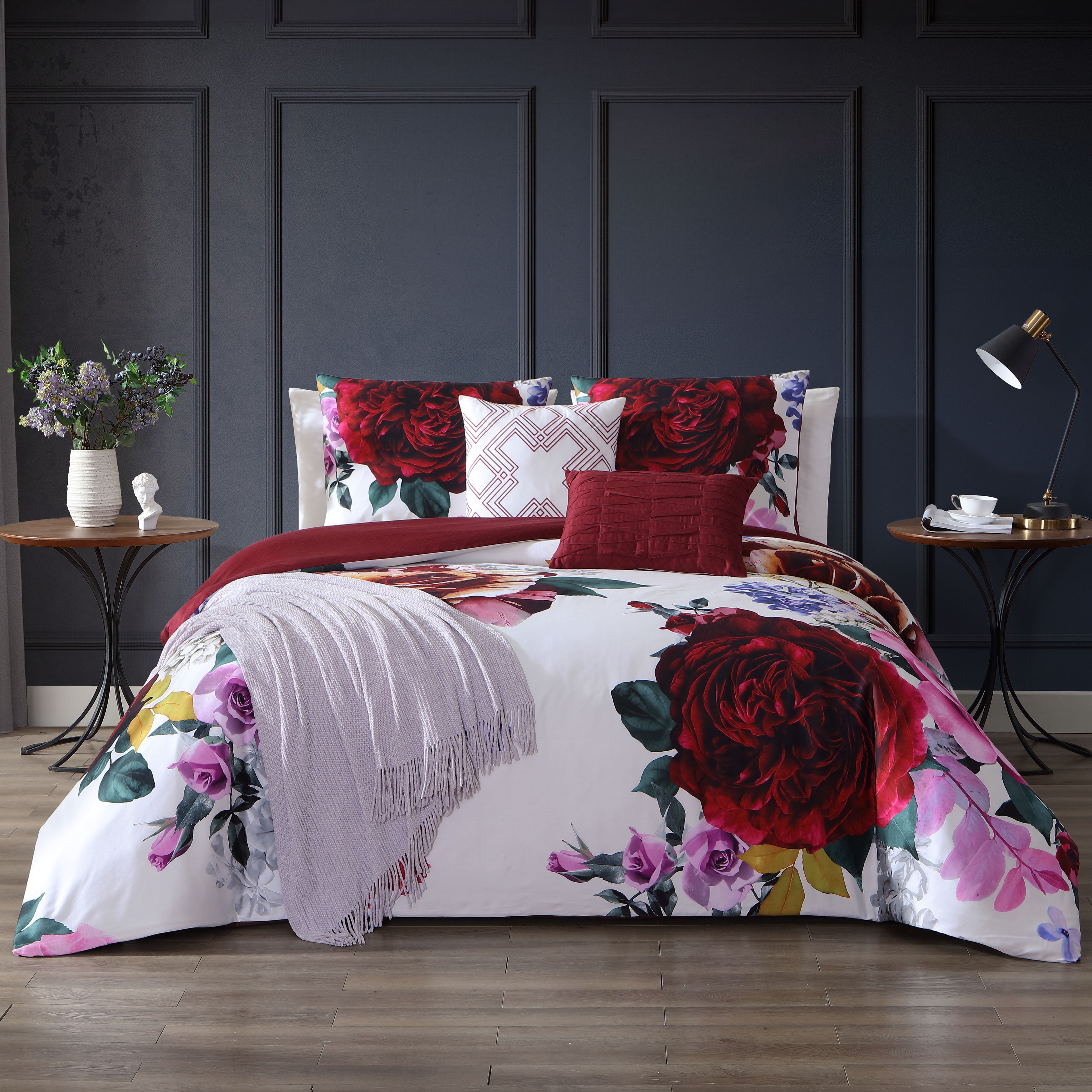 Bebejan Magenta Floral 5 Piece Reversible Comforter Set Comforter Sets By Bebejan®