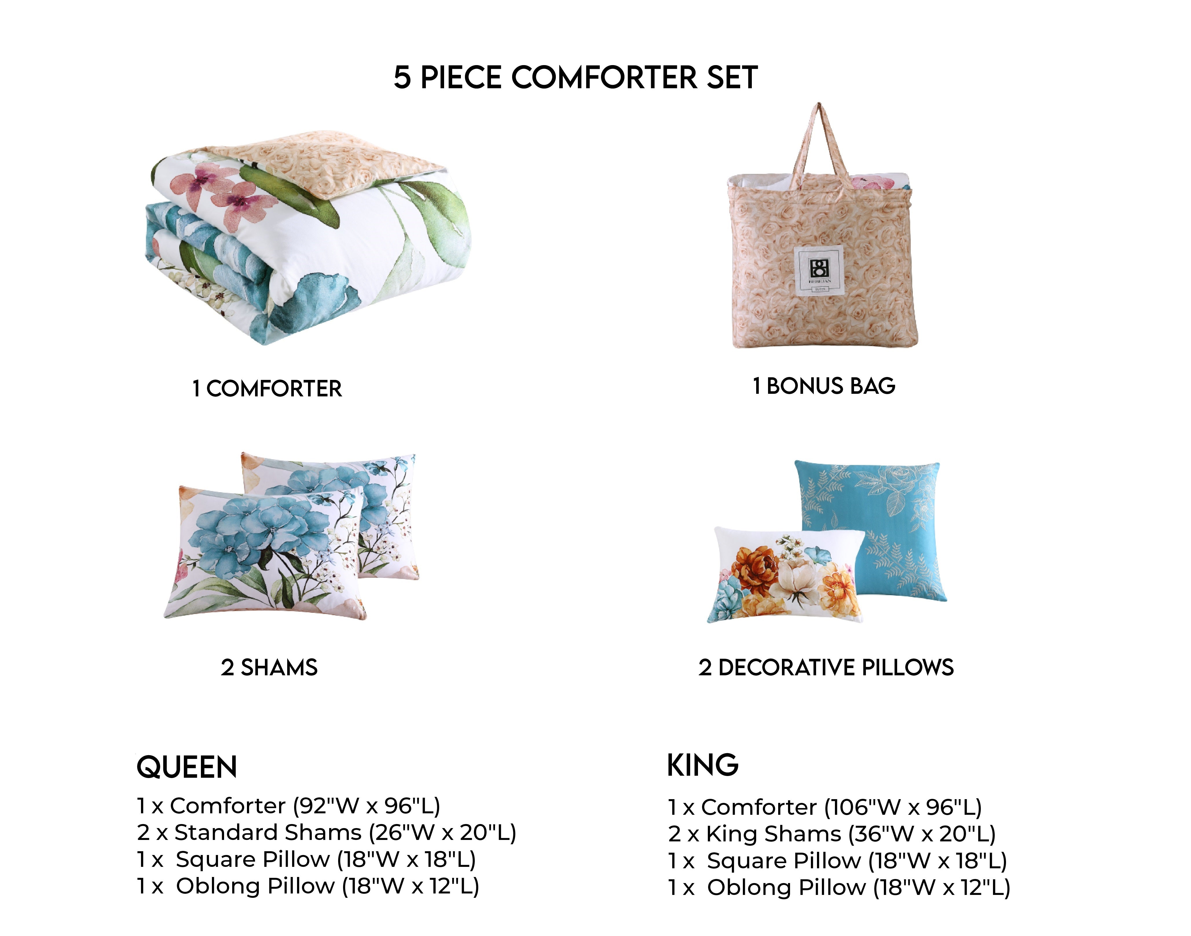 Bebejan Maia Blue 5 Piece Reversible Comforter Set Comforter Sets By Bebejan®