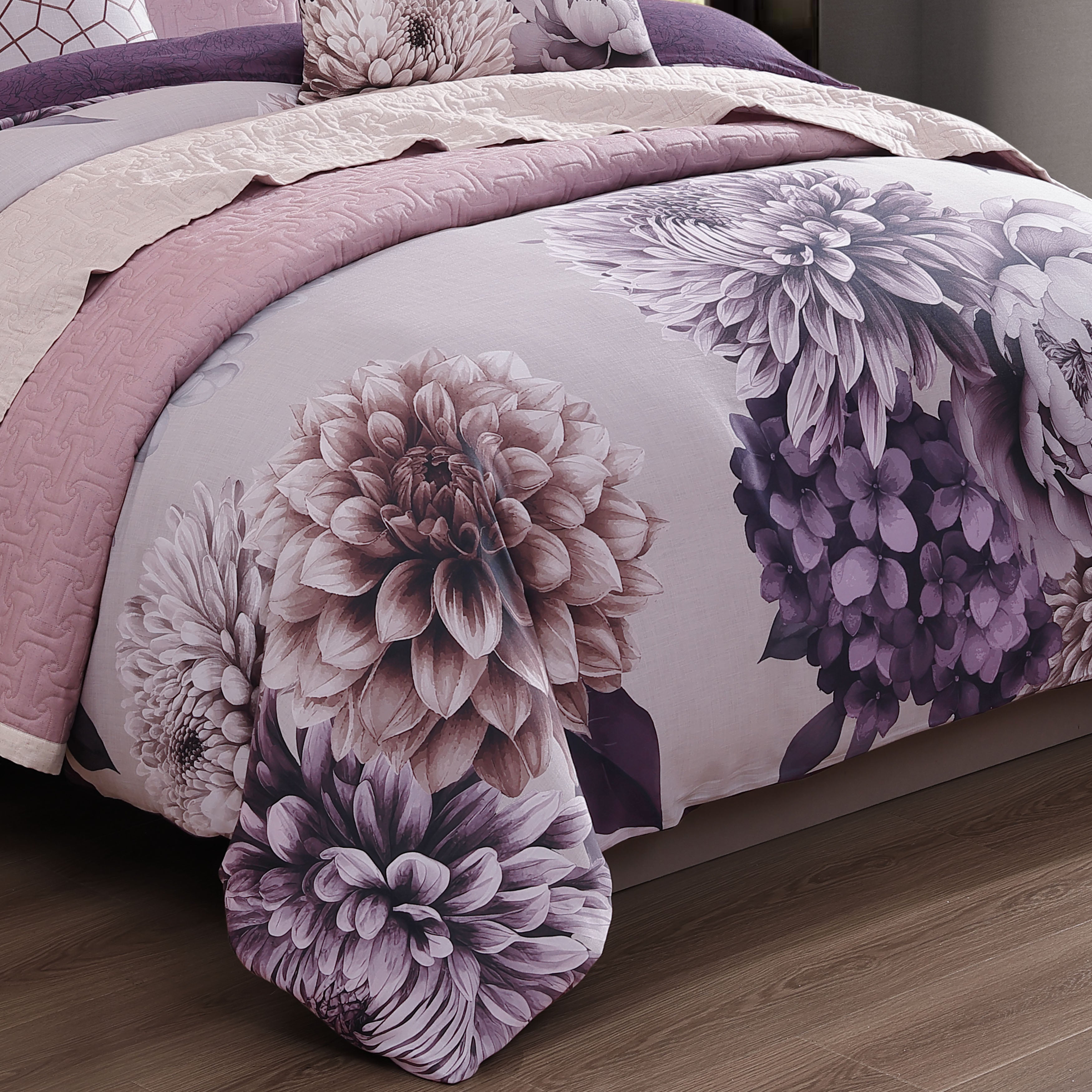 Bebejan Plum Petal 8 Piece Reversible Comforter & Coverlet Set Comforter Sets By Bebejan®