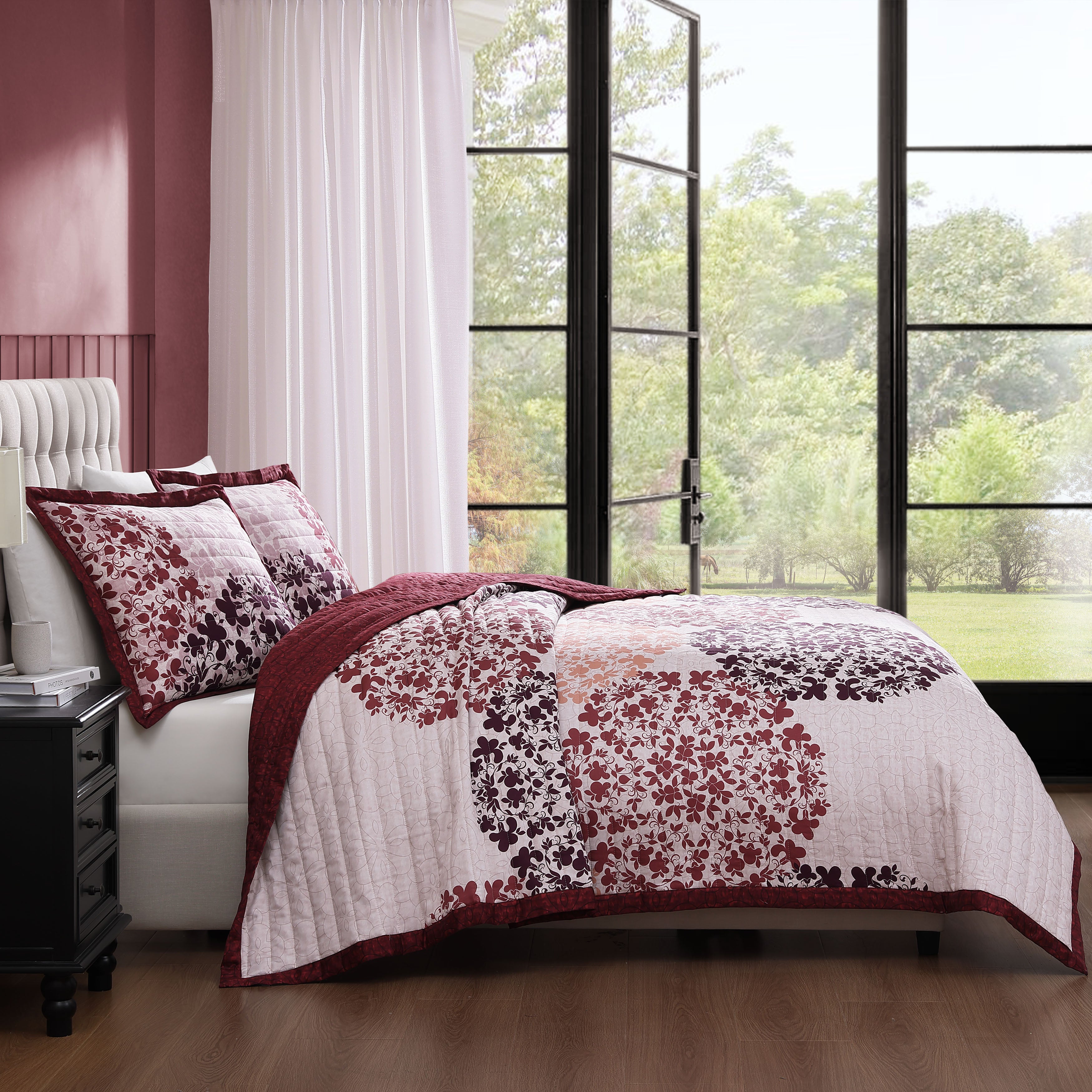 Bebejan Rosewood Harmony 3 Piece Reversible Quilted Coverlet Set Coverlet By Bebejan®