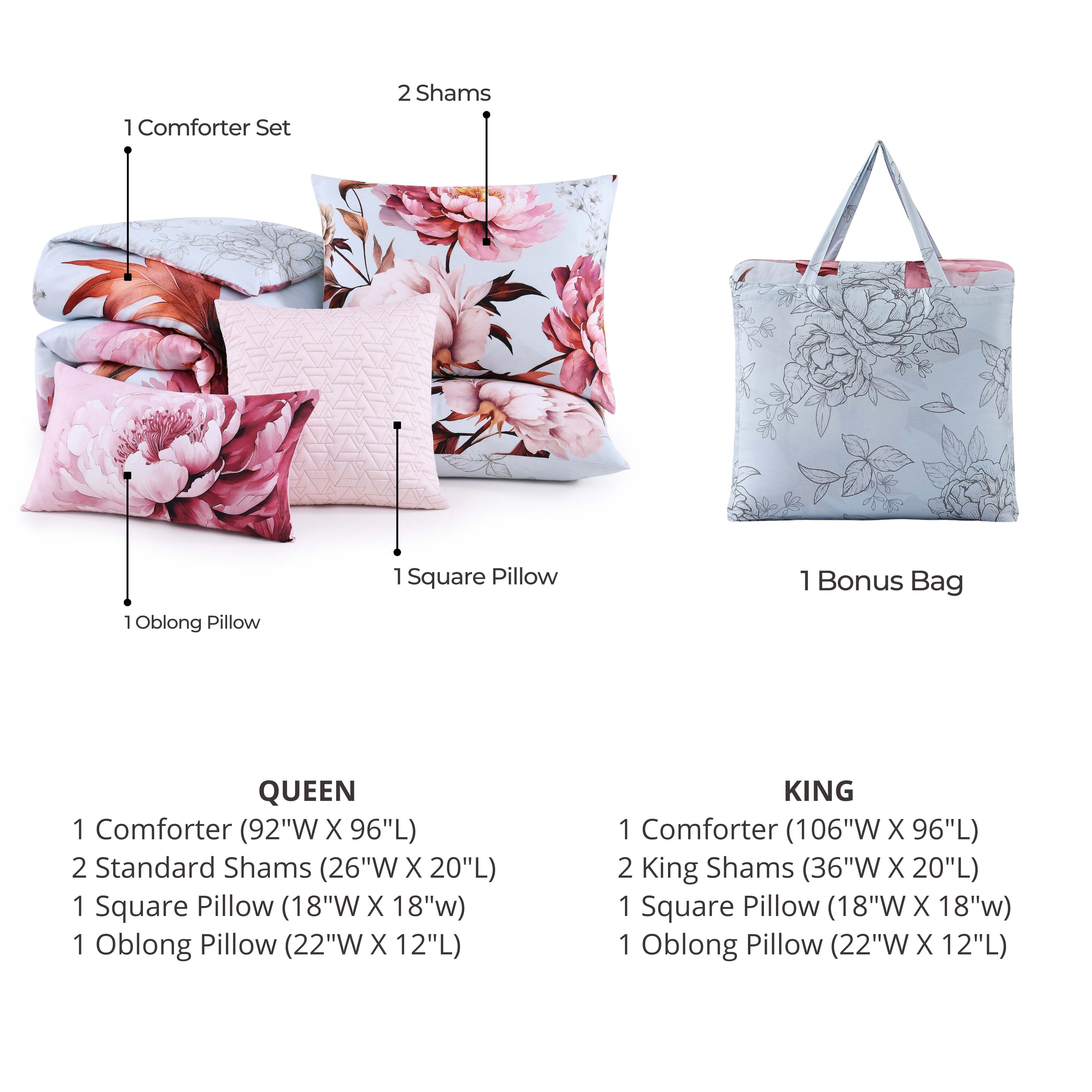 Bebejan Blooming Peonies 5 Piece Reversible Comforter Set Comforter Sets By Bebejan®