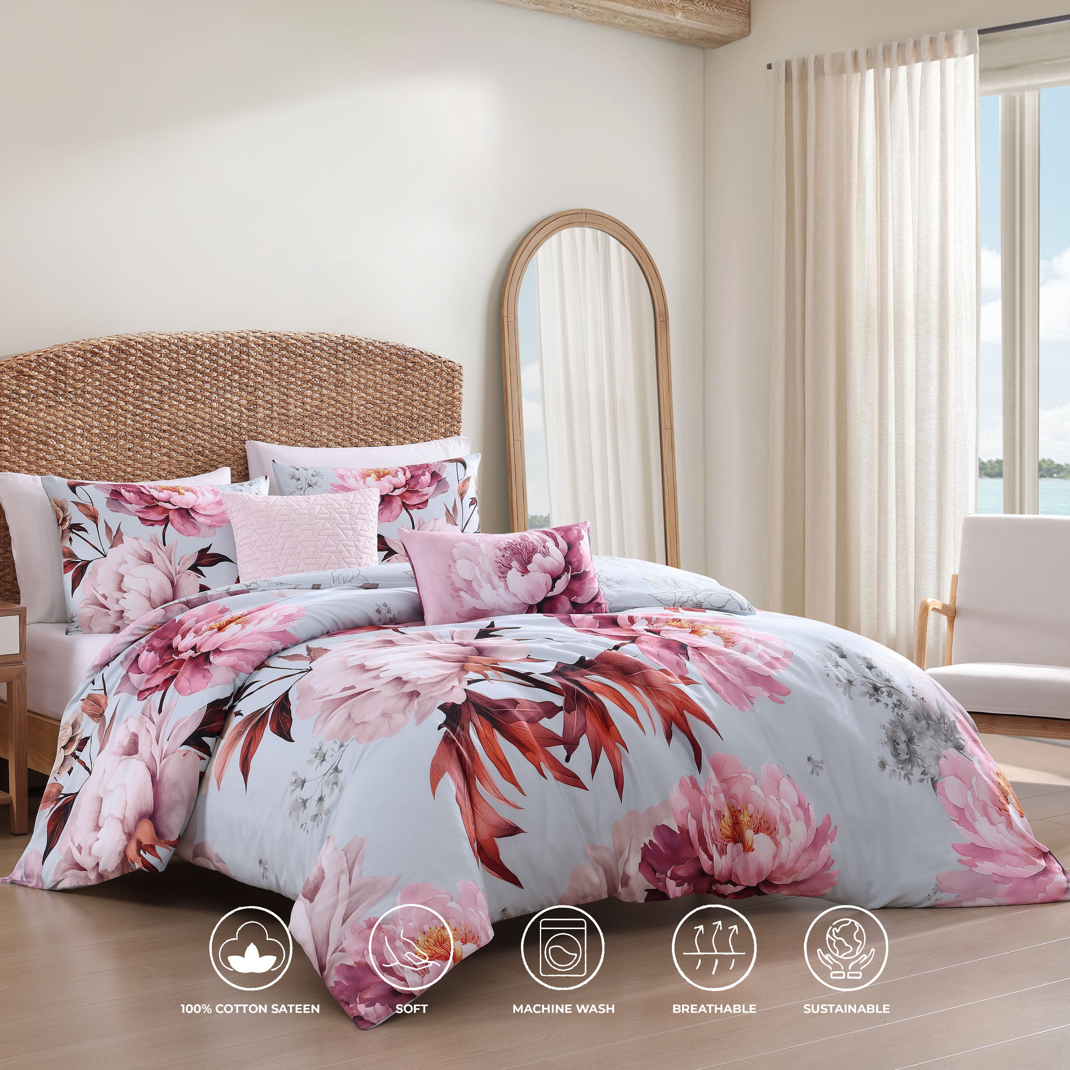 Bebejan Blooming Peonies 5 Piece Reversible Comforter Set Comforter Sets By Bebejan®