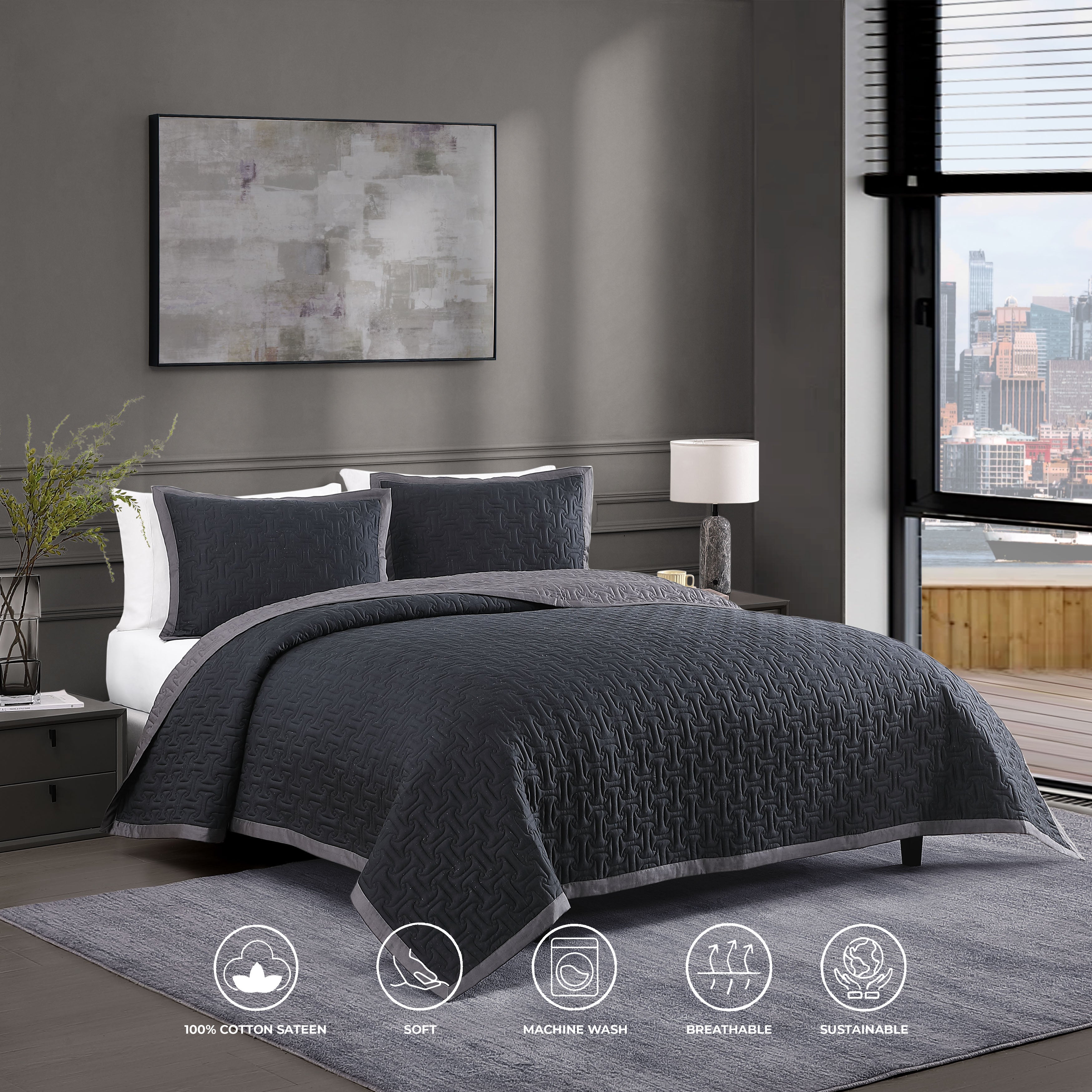 Bebejan 3 Piece Textured Quilted Coverlet Set Coverlet By Bebejan®