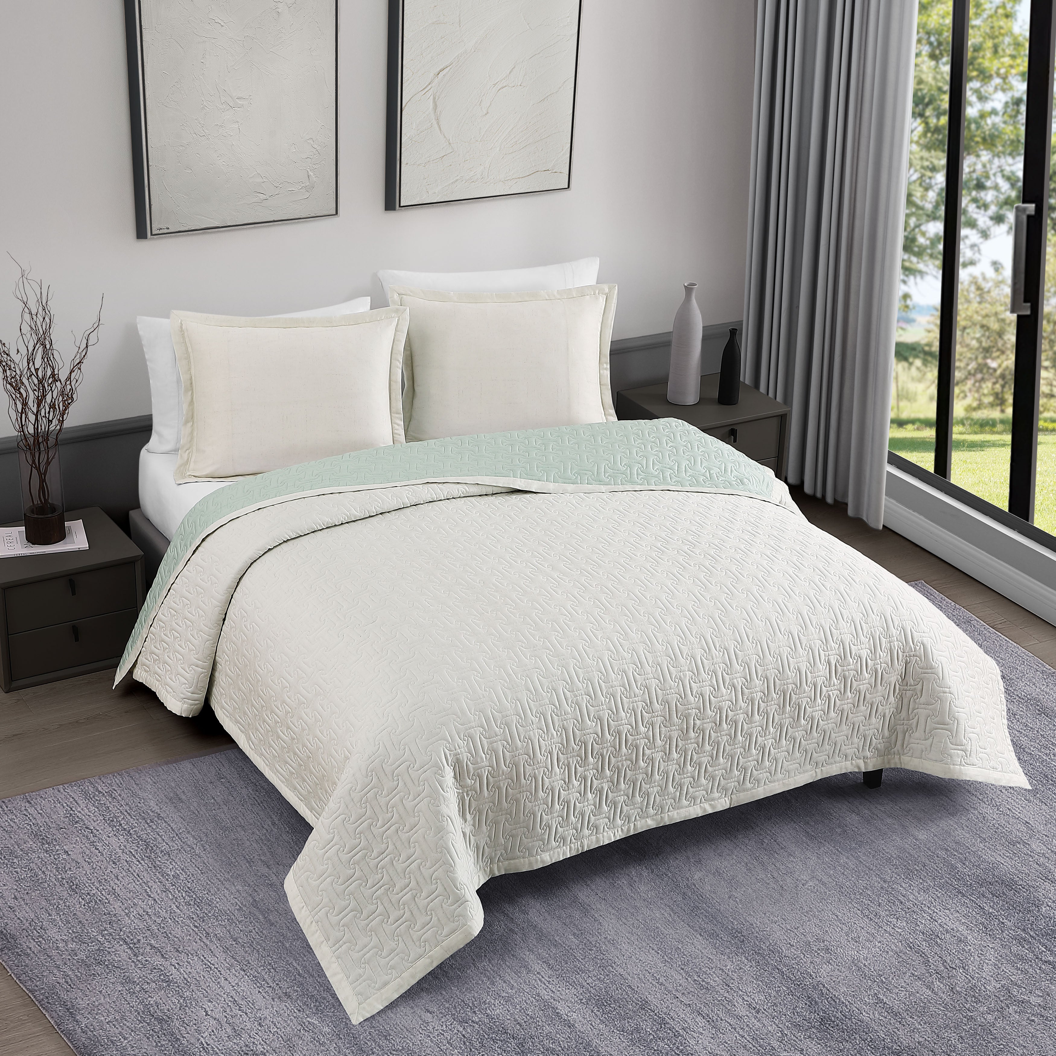 Bebejan 3 Piece Textured Quilted Coverlet Set Coverlet By Bebejan®