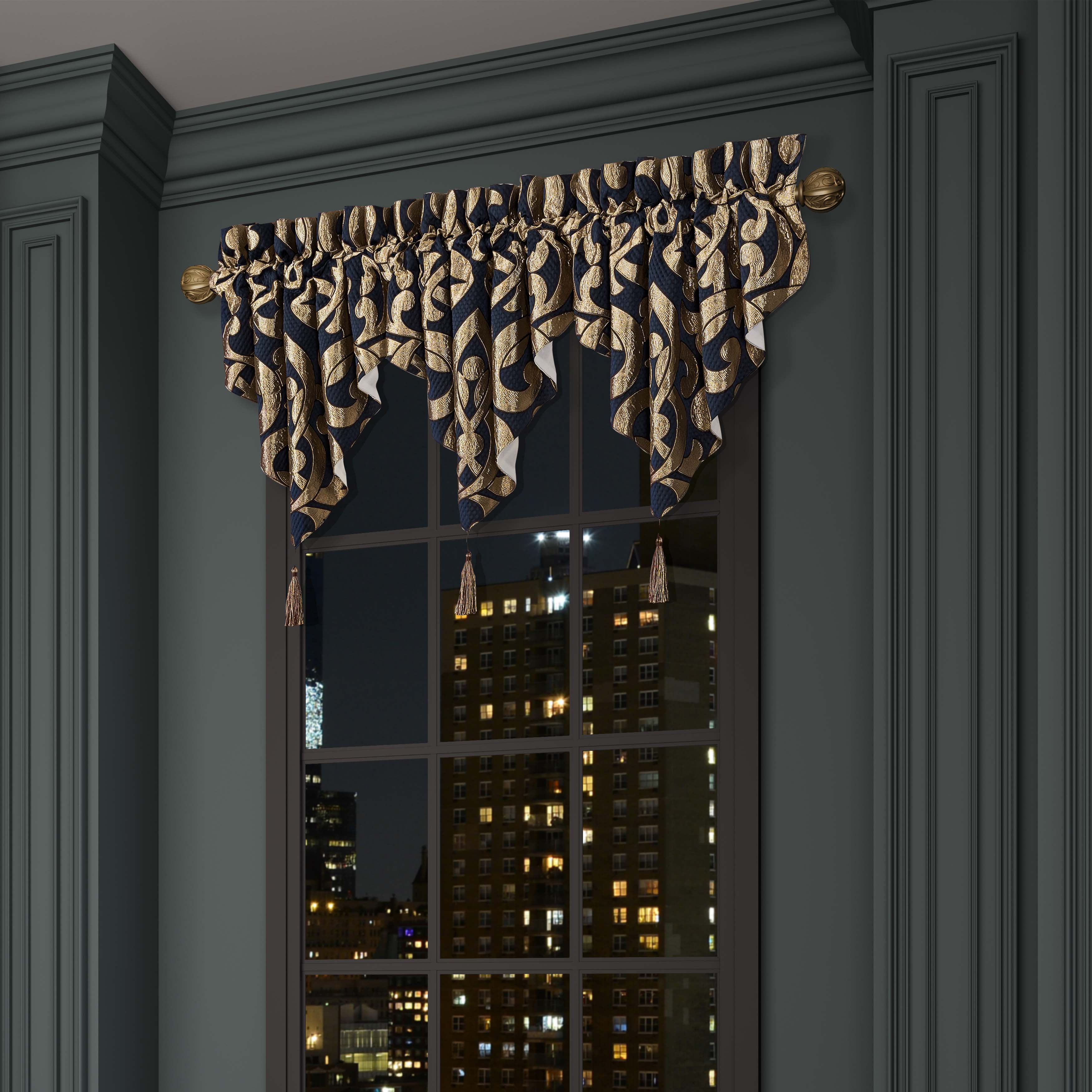 Biagio Navy Ascot Window Valance Window Valances By J. Queen New York