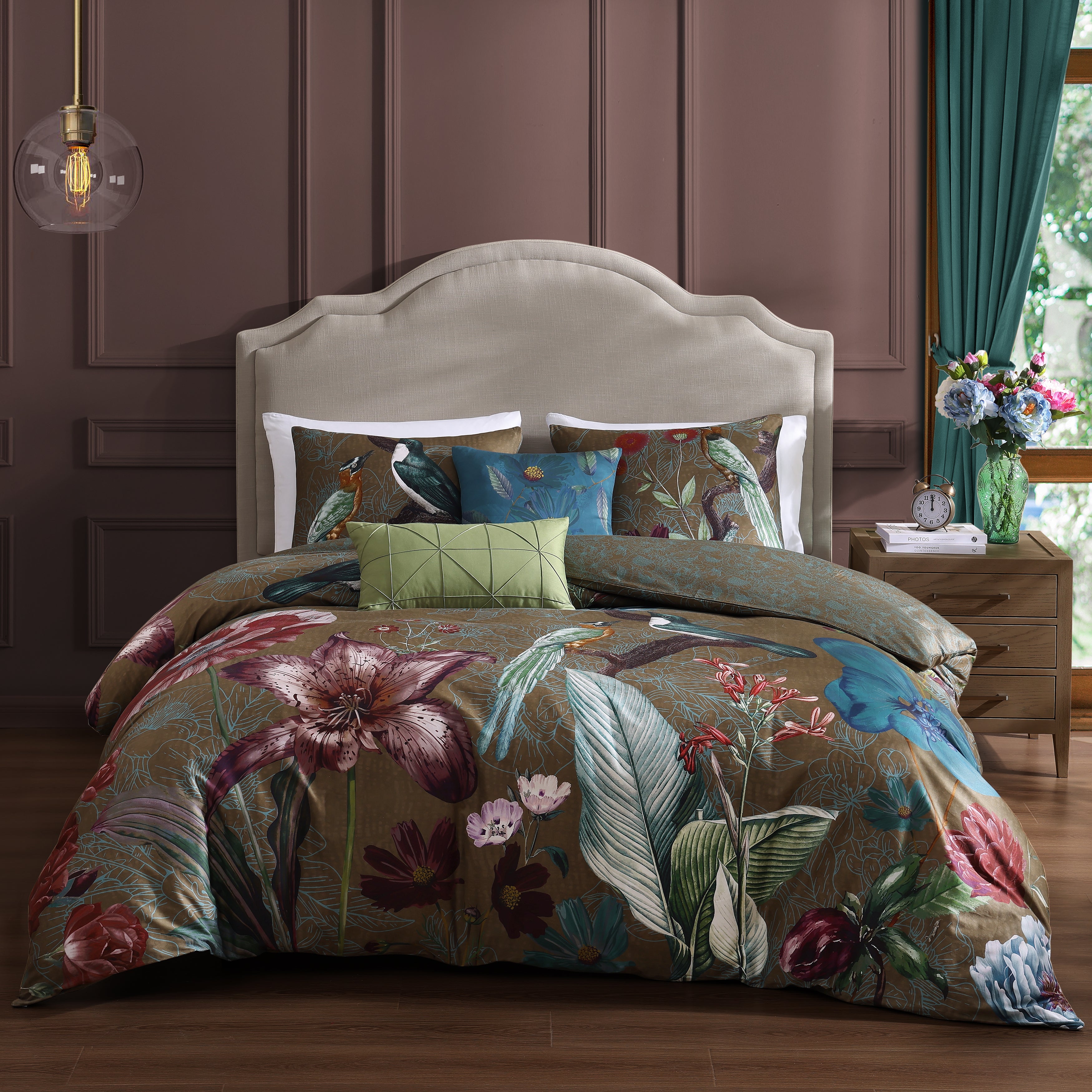 Bebejan Birds on Chocolate Brown 5 Piece Reversible Comforter Set Comforter Sets By Bebejan®